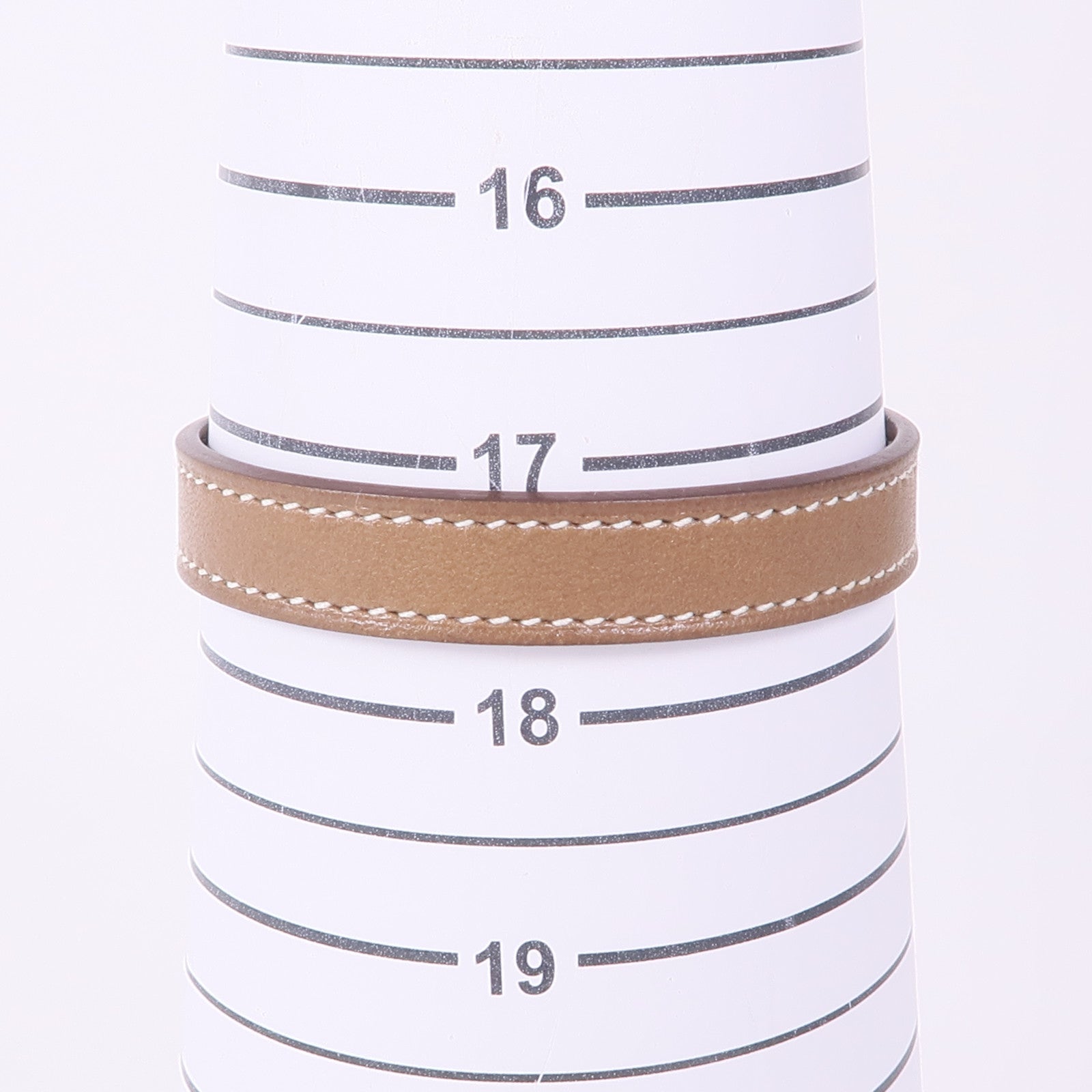 HERMES Swift皮革Looping Bracelet銀扣手帶Etoupe/Chocolat