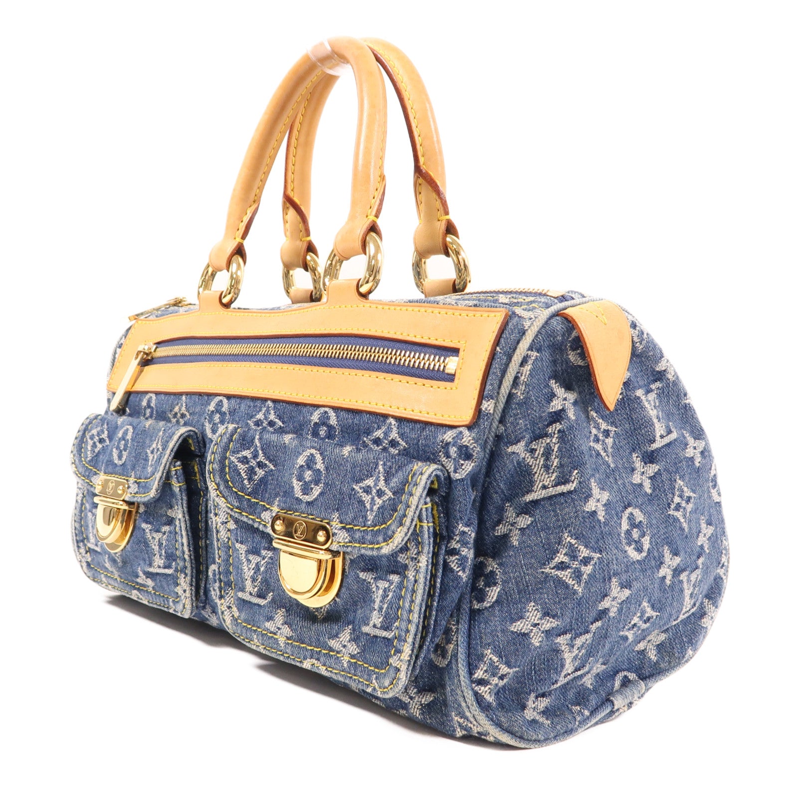 LOUIS VUITTON Monogram Denim Neo Speedy金扣手挽袋