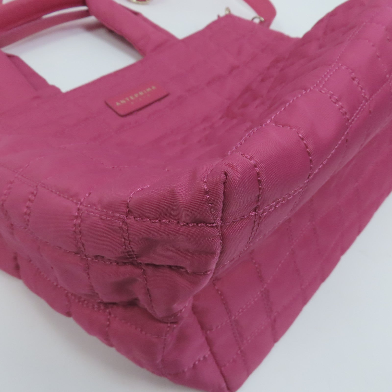 ANTEPRIMA 尼龍Tote Bag銀扣手挽肩背兩用袋粉紅色