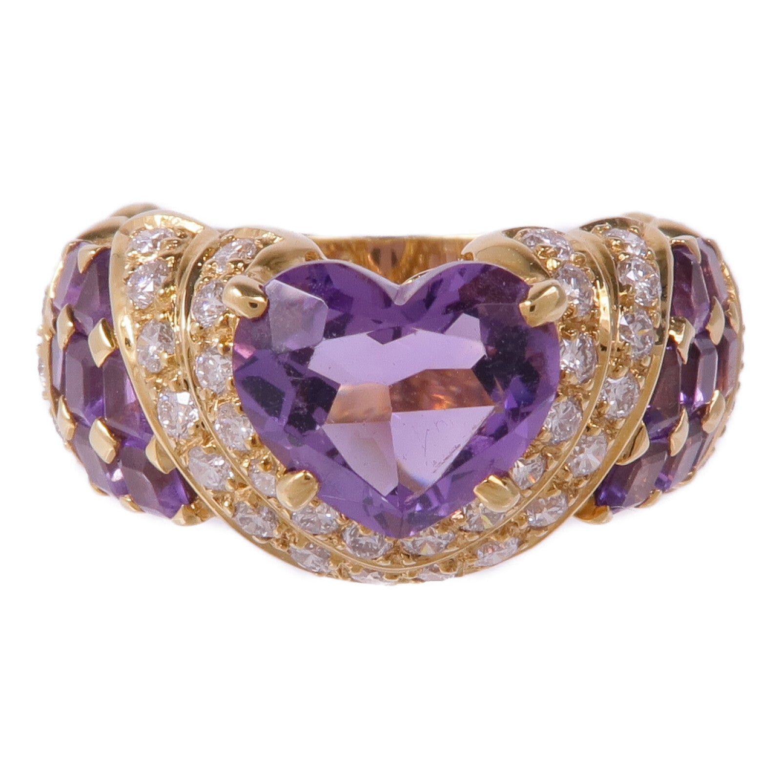 JEWELRY 18K黃金Amethyst Diamond Ring戒指US#8.25