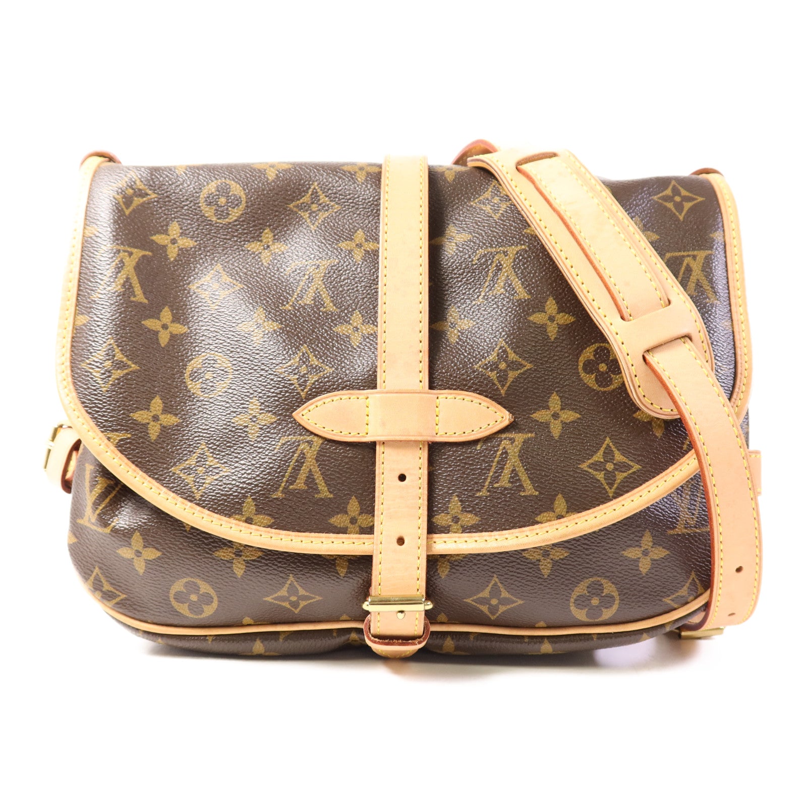 LOUIS VUITTON Monogram Saumur 30金扣肩背袋棕色