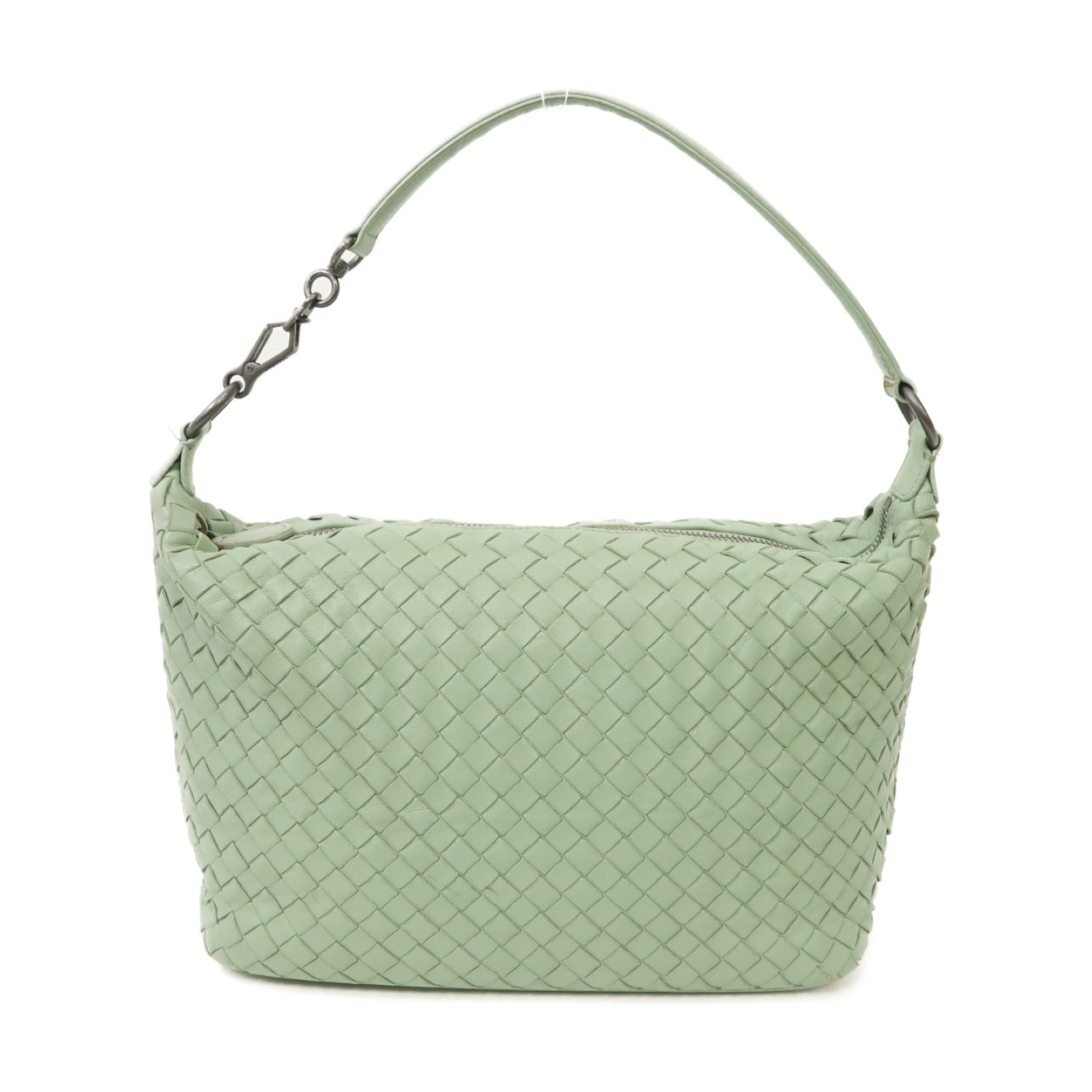 BOTTEGA VENETA 織紋皮革Shoulder Bag銀扣肩背袋綠色