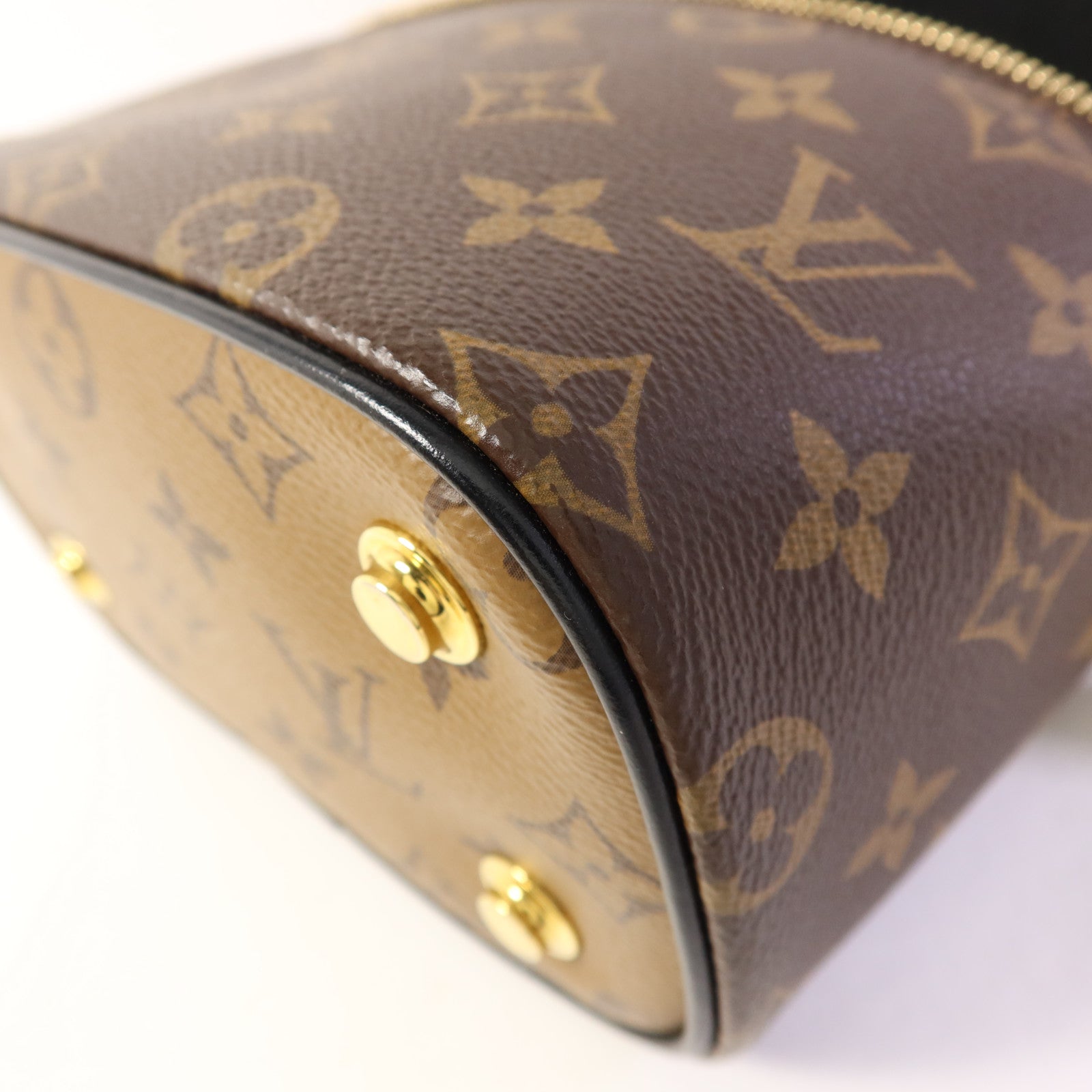 LOUIS VUITTON Monogram Reverse Vanity PM金扣手挽肩背兩用袋棕色