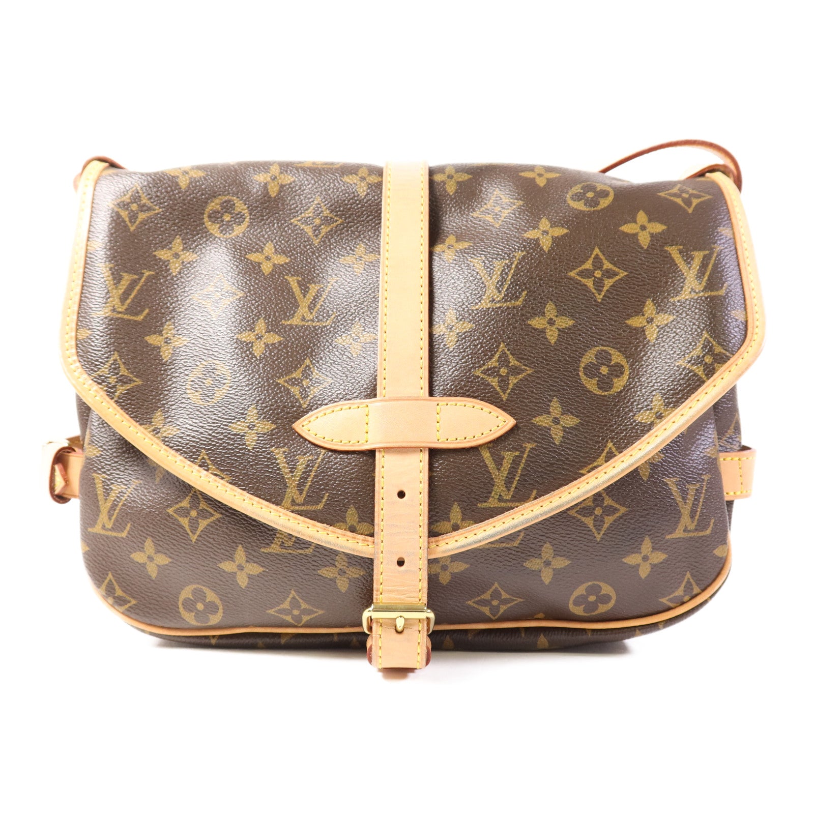 LOUIS VUITTON Monogram Saumur 30金扣肩背袋棕色