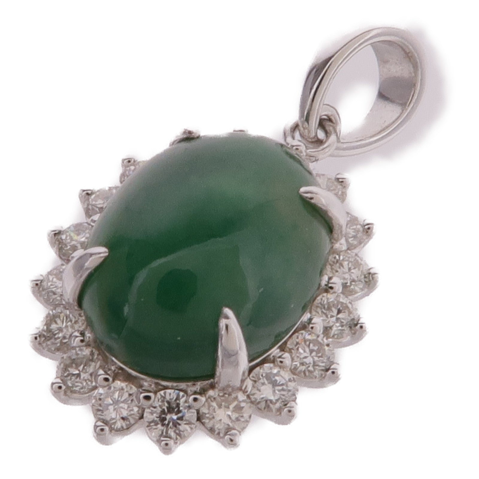 JEWELRY 18K白金Jade Diamond Pendant Top翡翠/鑽石吊墜