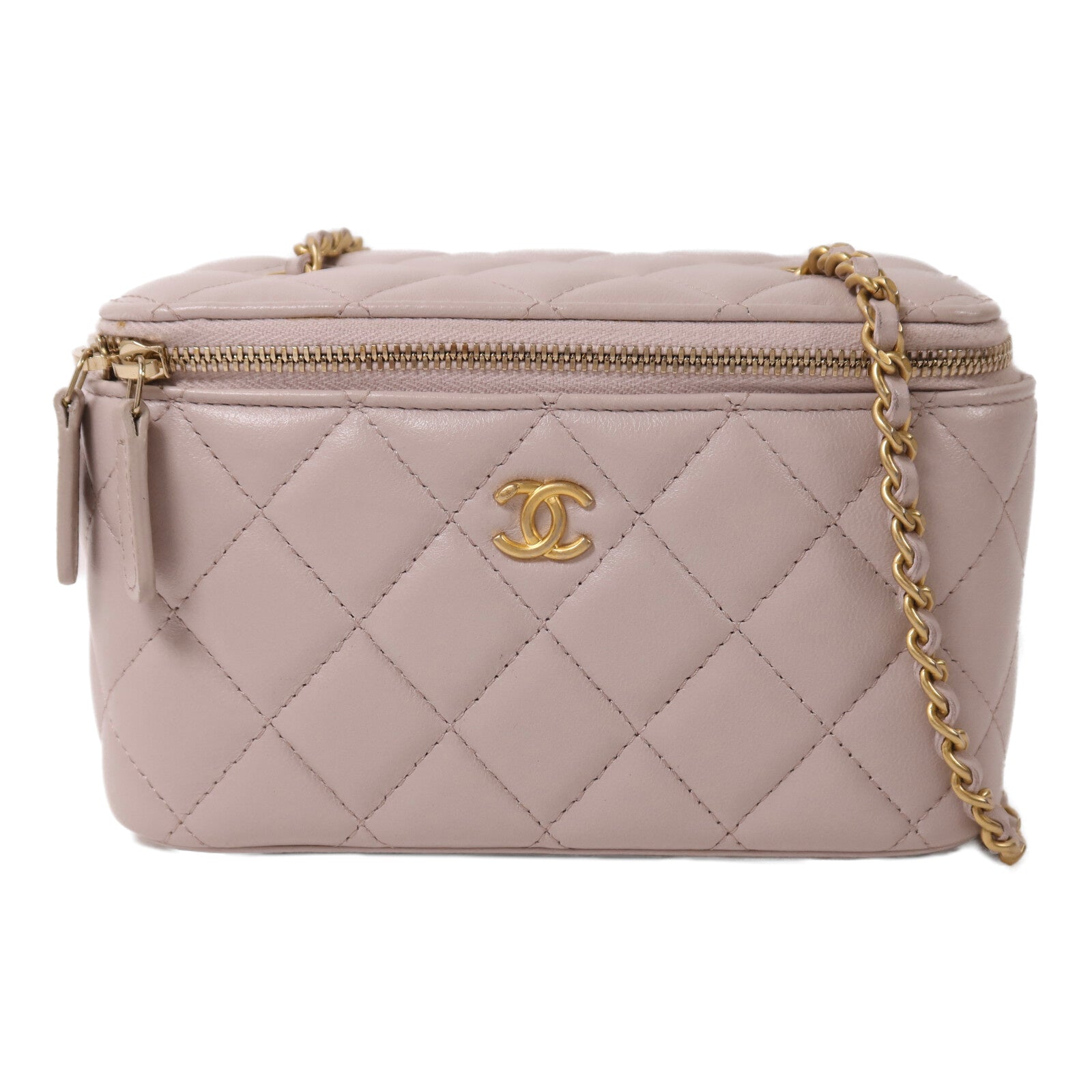 CHANEL 羊皮皮革Gold Ball Vanity Case金扣鏈帶肩背袋