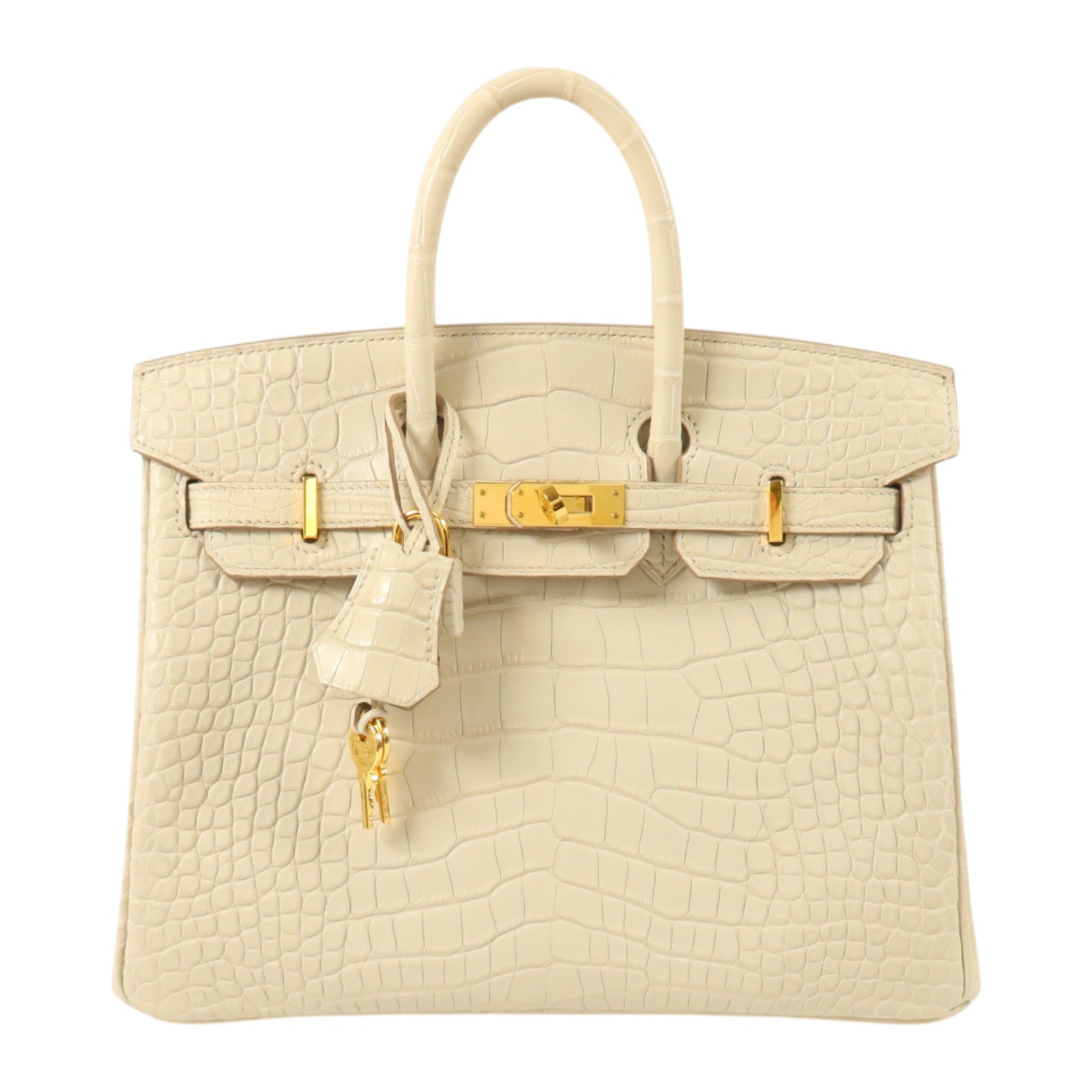 HERMES Alligator Mat皮革Birkin 25金扣手挽袋Beton