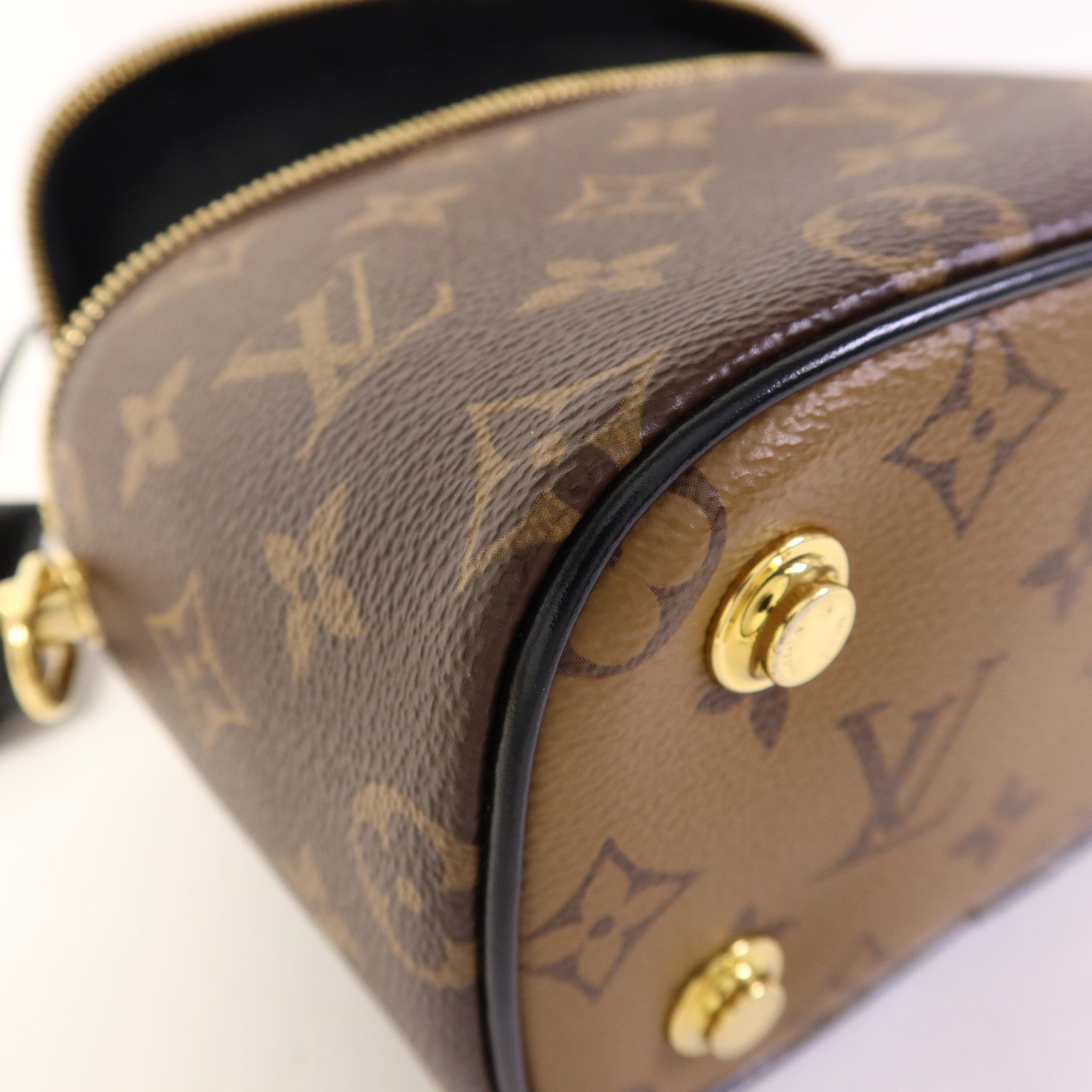 LOUIS VUITTON Monogram Reverse Vanity PM金扣手挽肩背兩用袋棕色
