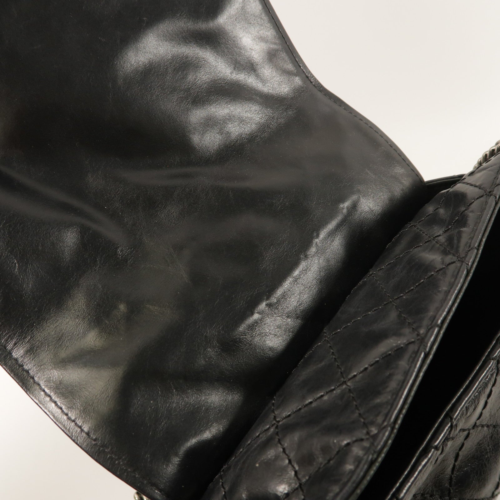 CHANEL 牛皮皮革Chain Shoulder銀扣鏈帶肩背袋