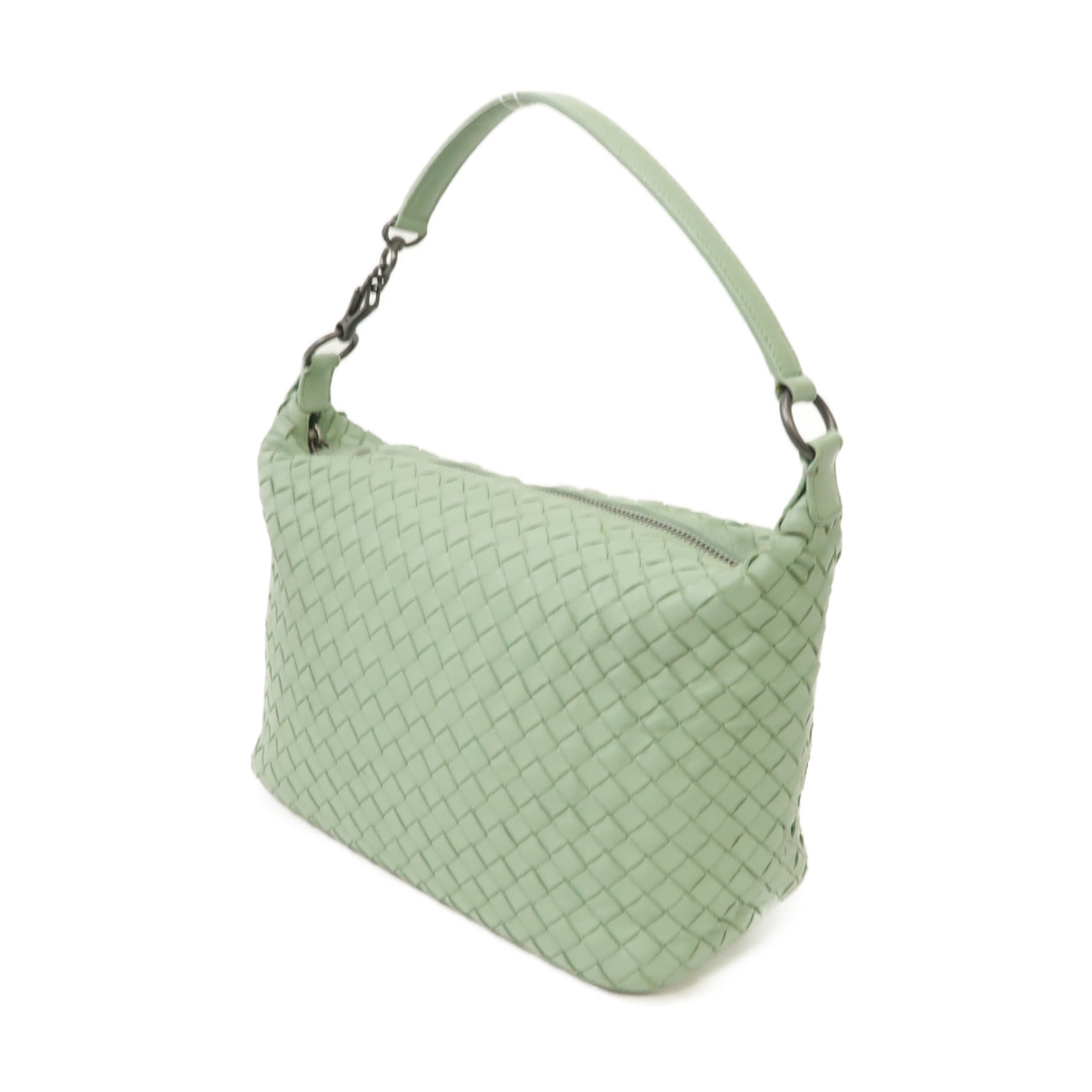BOTTEGA VENETA 織紋皮革Shoulder Bag銀扣肩背袋綠色