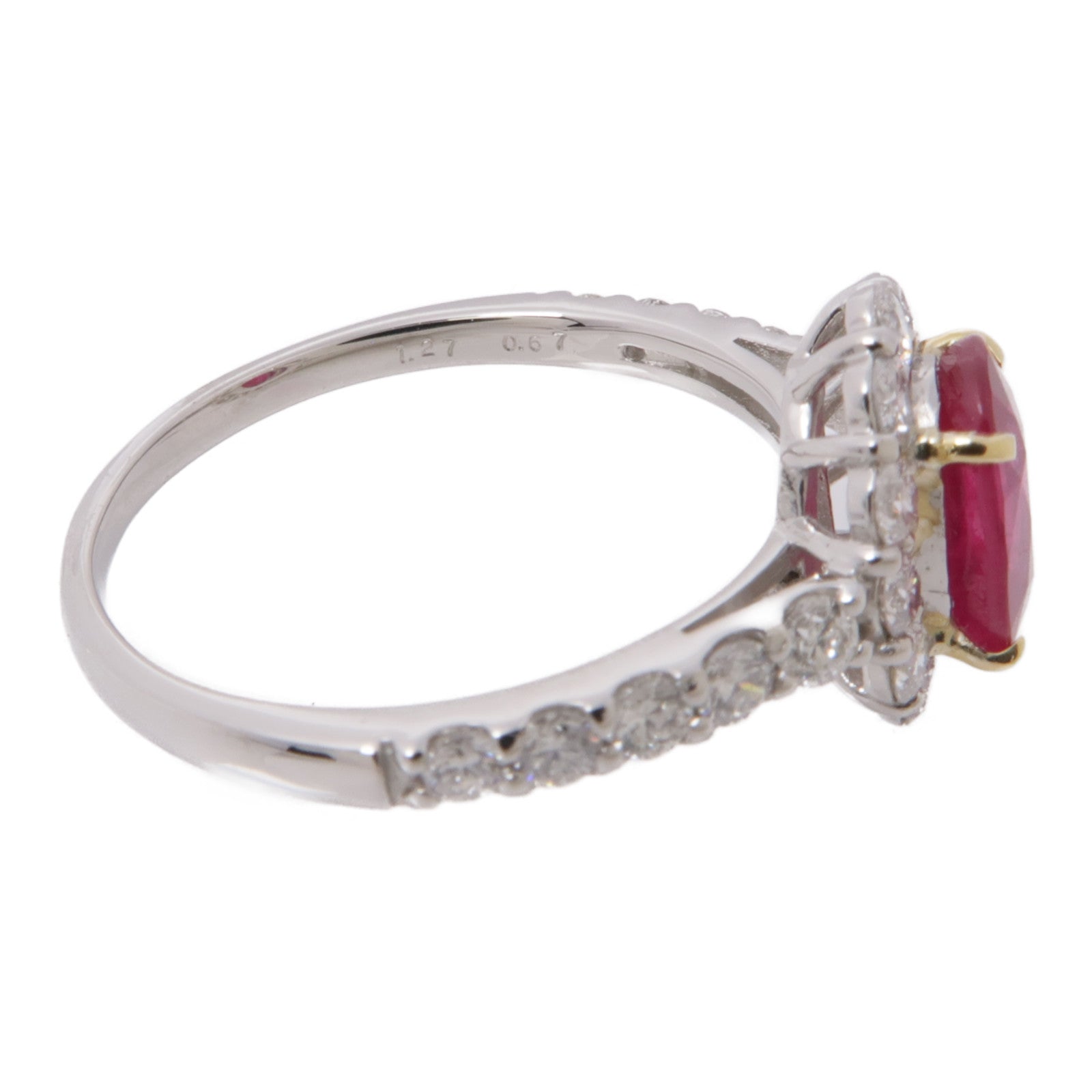 JEWELRY【激減優惠】 18K白金/PT900鉑金Ruby/Diamond Ring紅寶石/鑽石戒指US#6