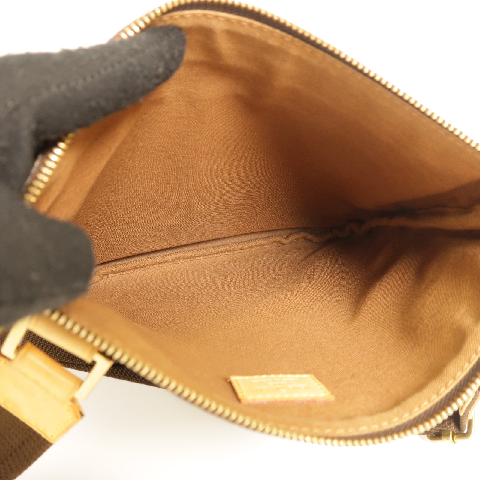 LOUIS VUITTON Monogram Pochette Bosphore金扣肩背袋棕色