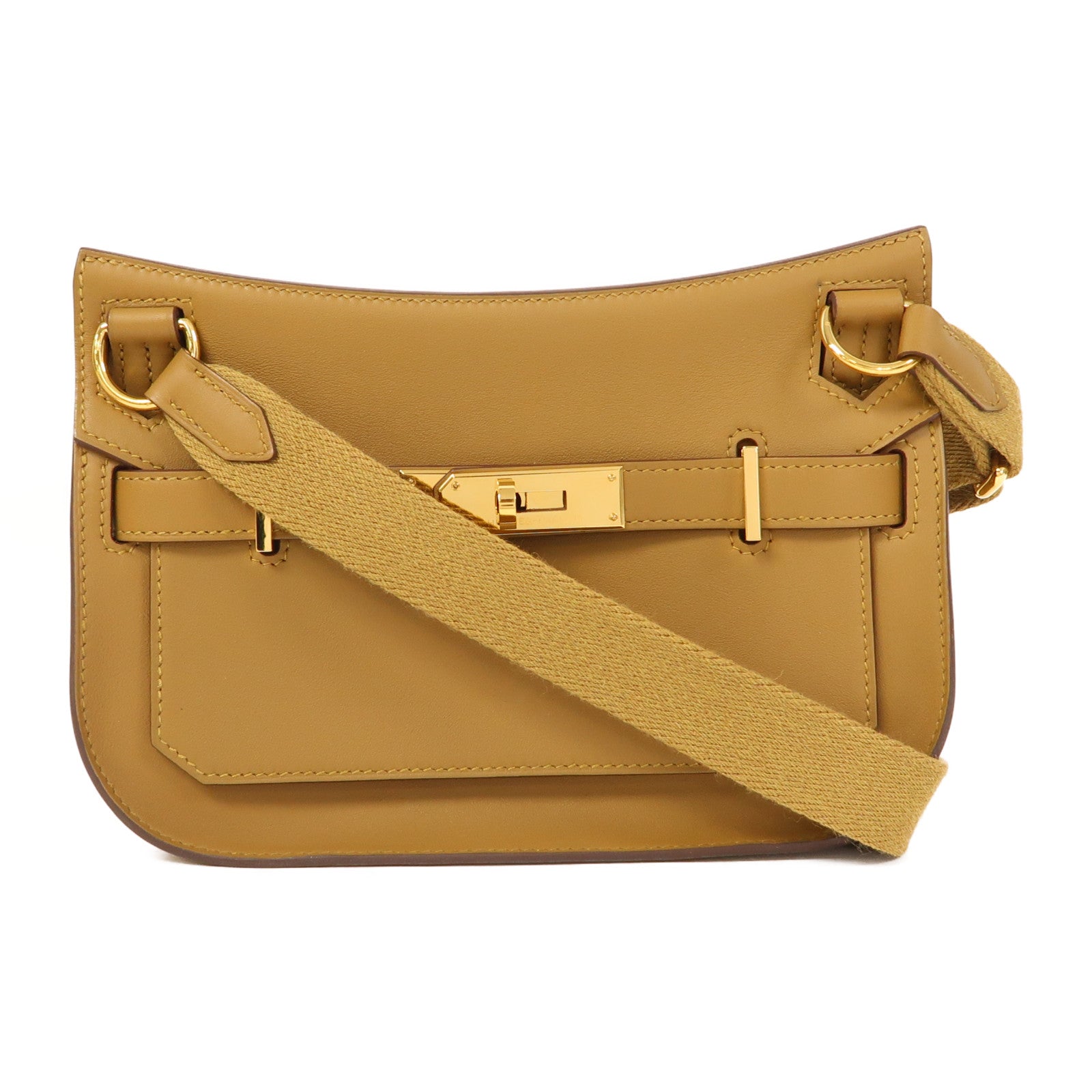 HERMES Swift皮革Mini Jypsiere金扣肩背袋芝麻色