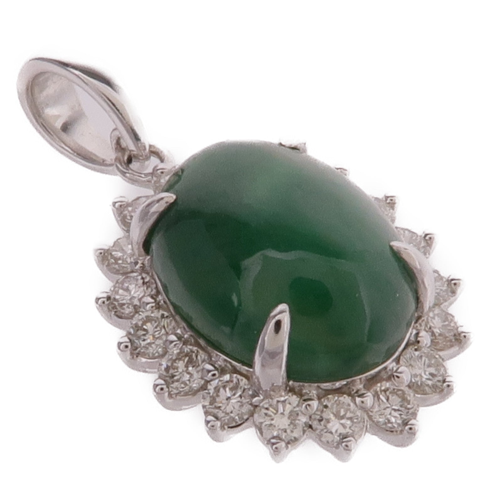 JEWELRY 18K白金Jade Diamond Pendant Top翡翠/鑽石吊墜