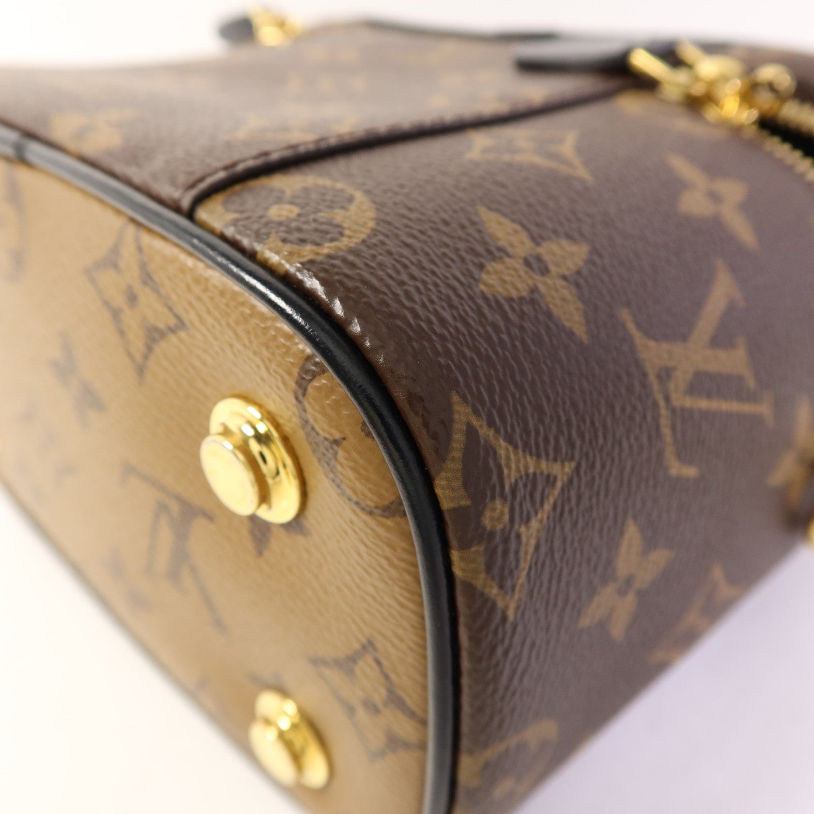 LOUIS VUITTON Monogram Reverse Vanity PM金扣手挽肩背兩用袋棕色