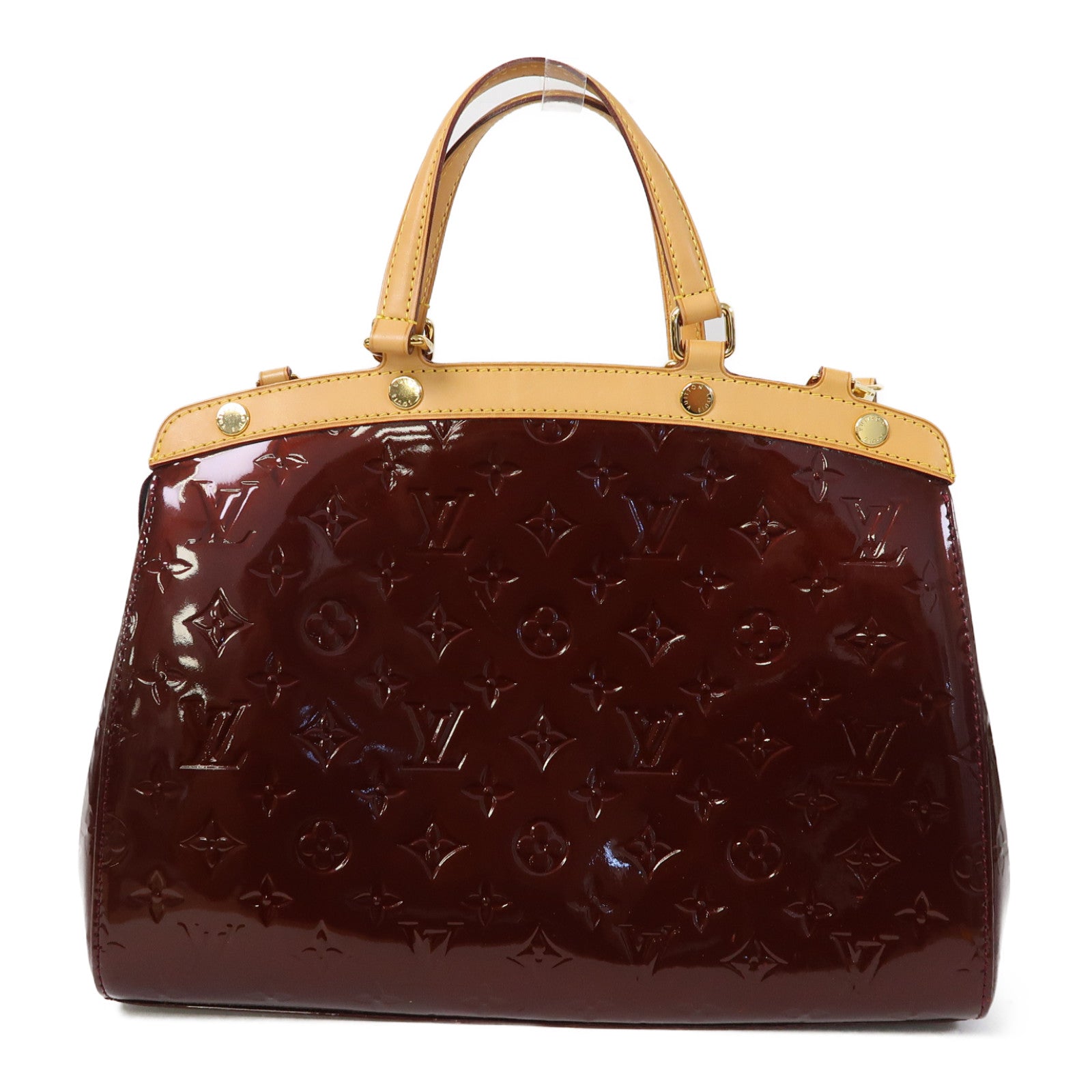 LOUIS VUITTON Monogram Vernis Brea MM金扣手挽肩背兩用袋酒紅色
