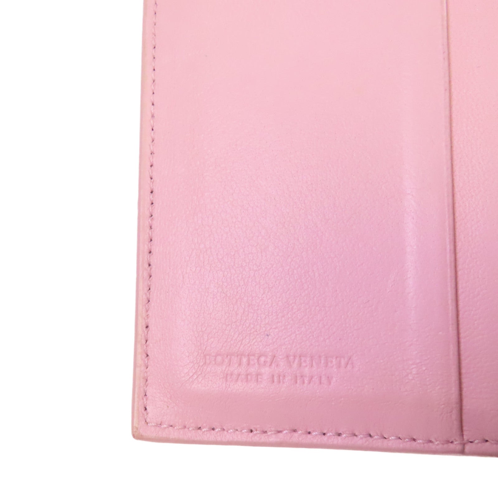 BOTTEGA VENETA 【激減優惠】織紋皮革Short Wallet短錢包粉紅色