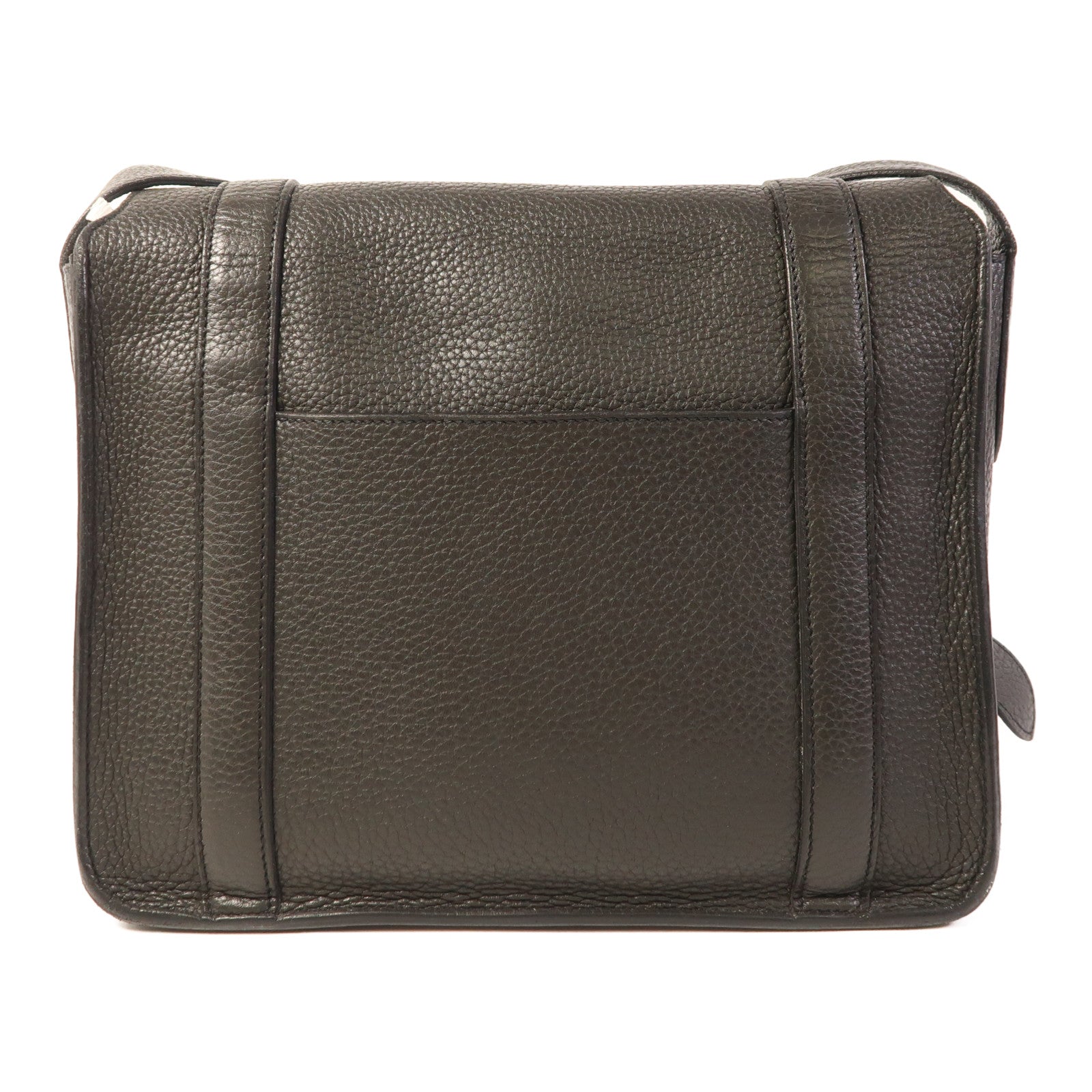 HERMES Clemence皮革Steve銀扣肩背袋Noir