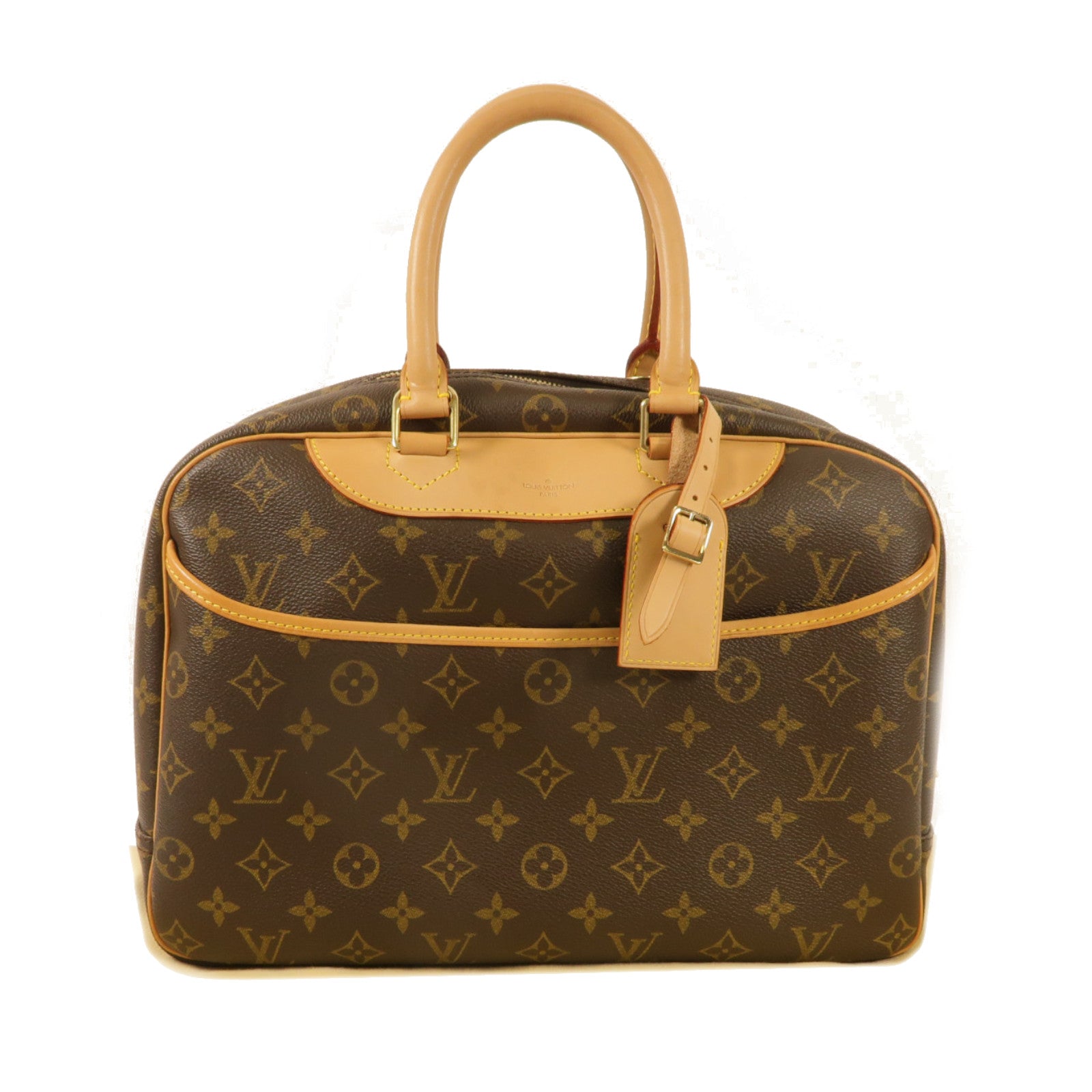 LOUIS VUITTON Monogram Deauville金扣手挽袋棕色
