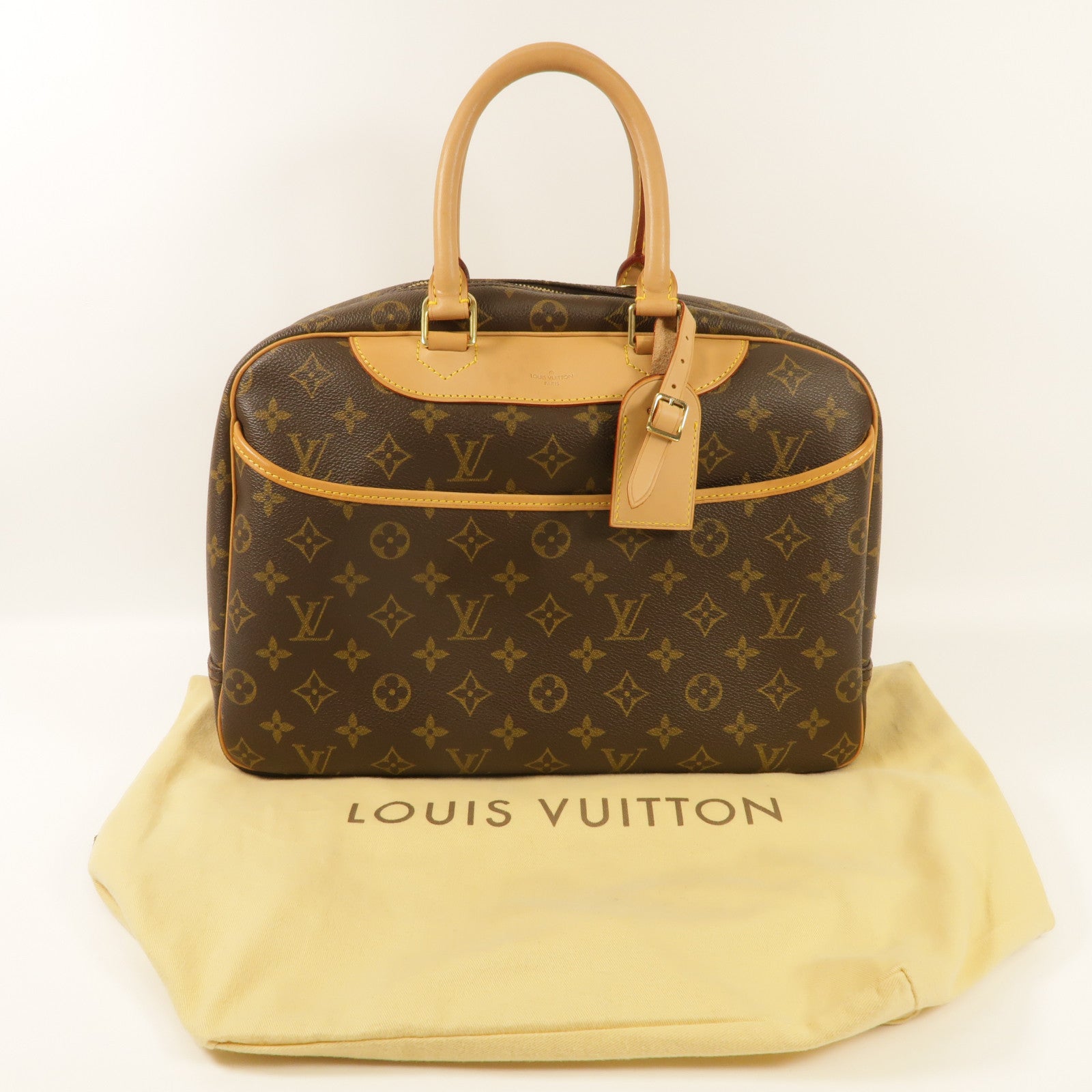 LOUIS VUITTON Monogram Deauville金扣手挽袋棕色
