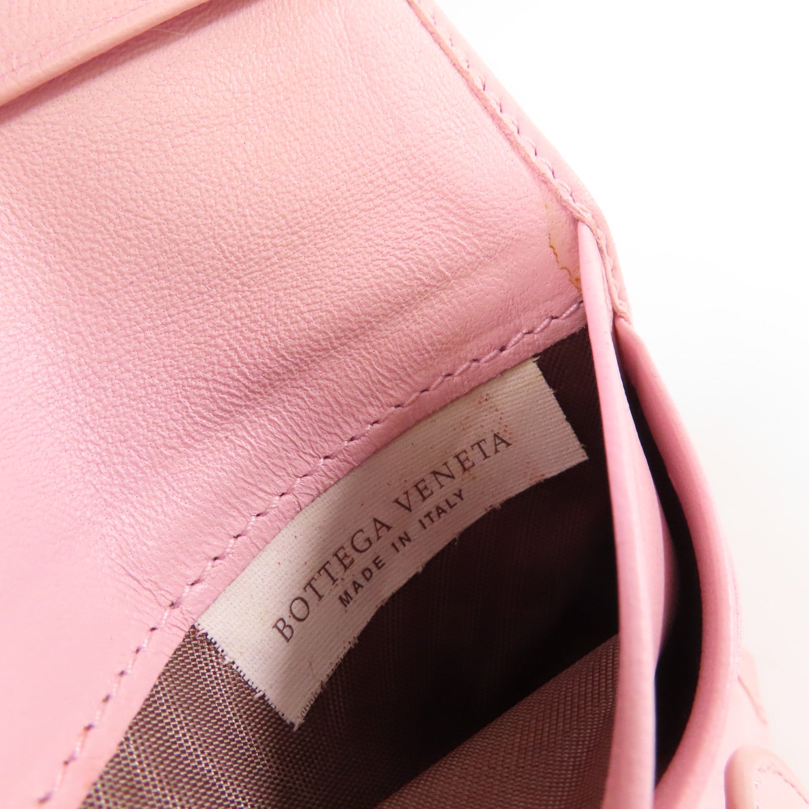 BOTTEGA VENETA 【激減優惠】織紋皮革Short Wallet短錢包粉紅色