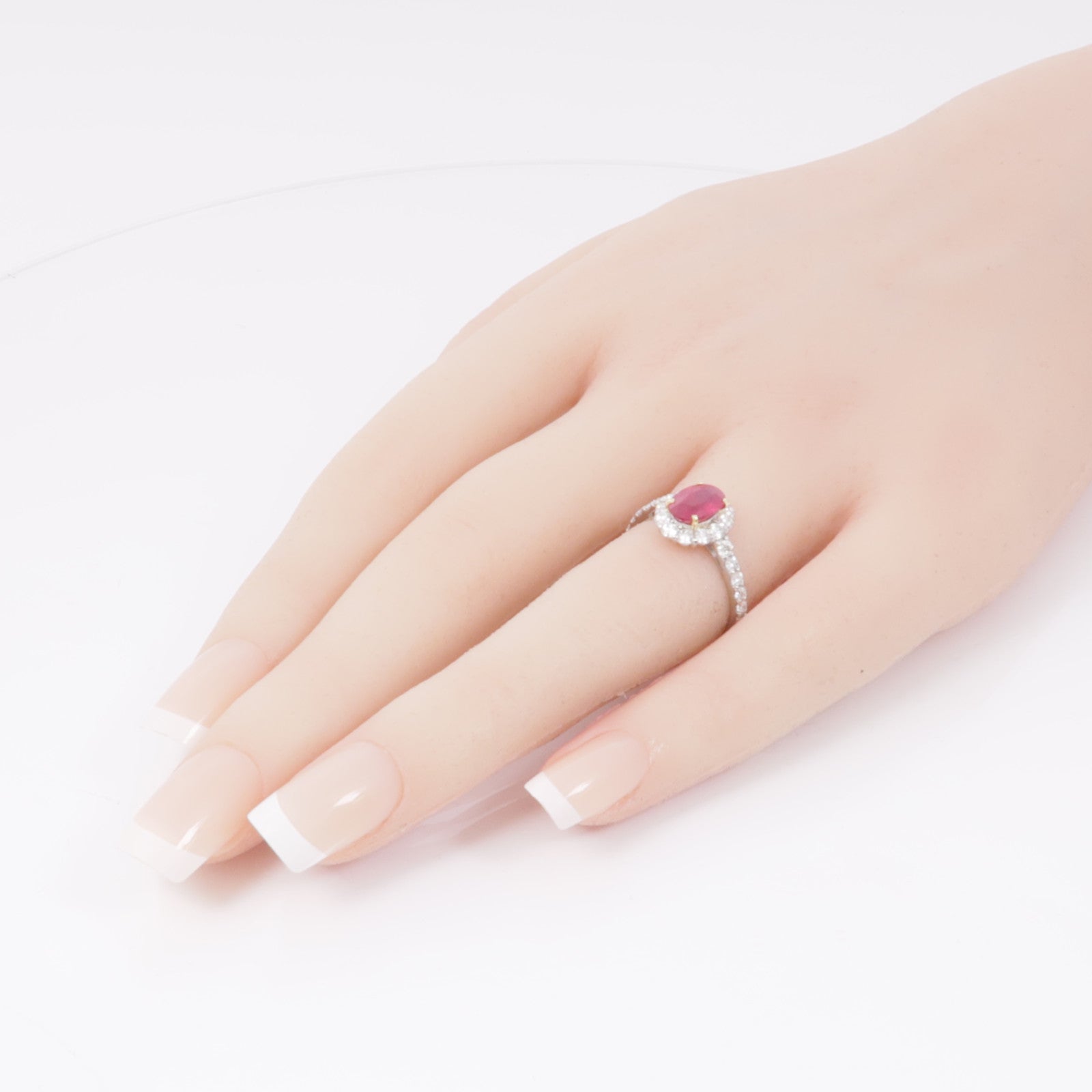 JEWELRY【激減優惠】 18K白金/PT900鉑金Ruby/Diamond Ring紅寶石/鑽石戒指US#6