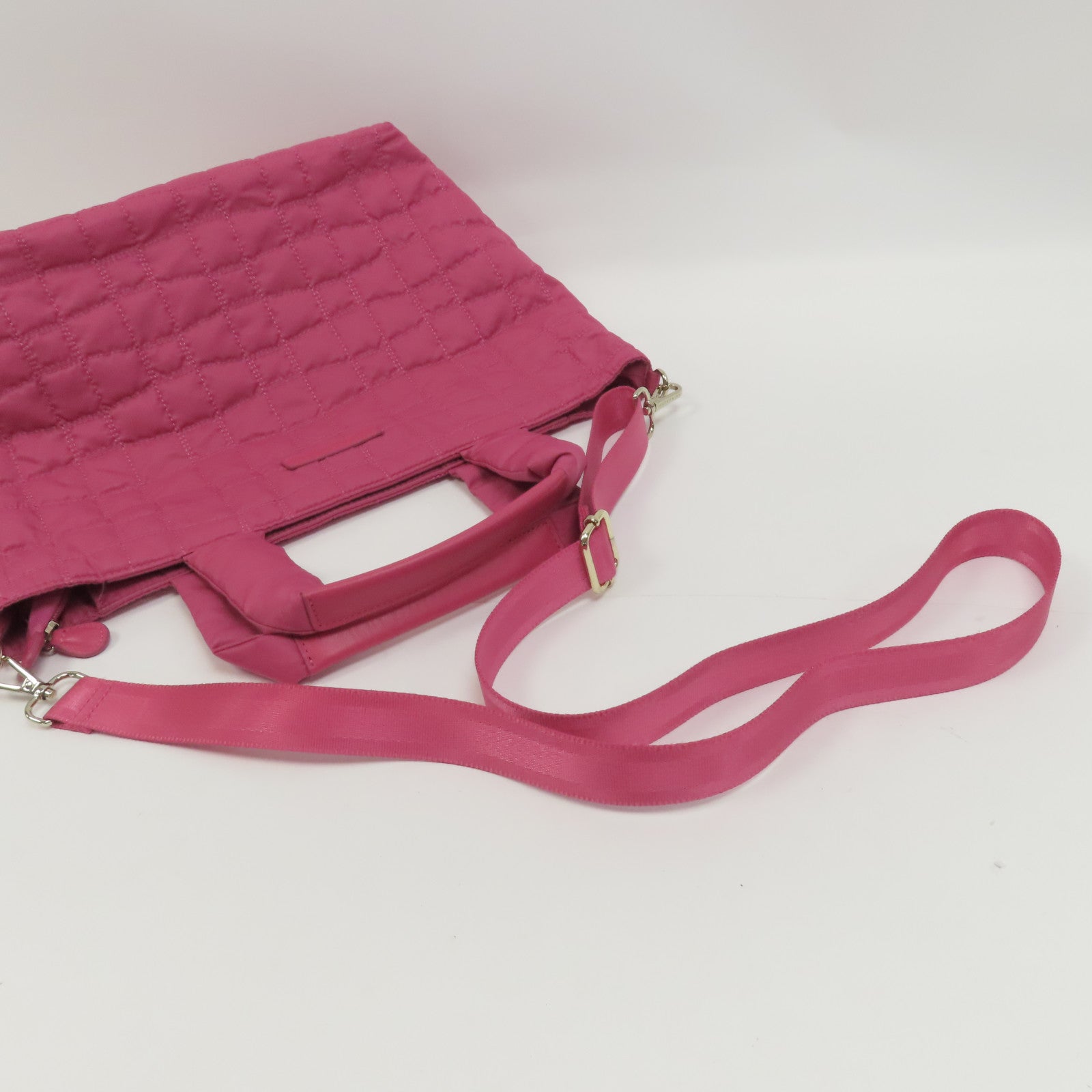 ANTEPRIMA 尼龍Tote Bag銀扣手挽肩背兩用袋粉紅色