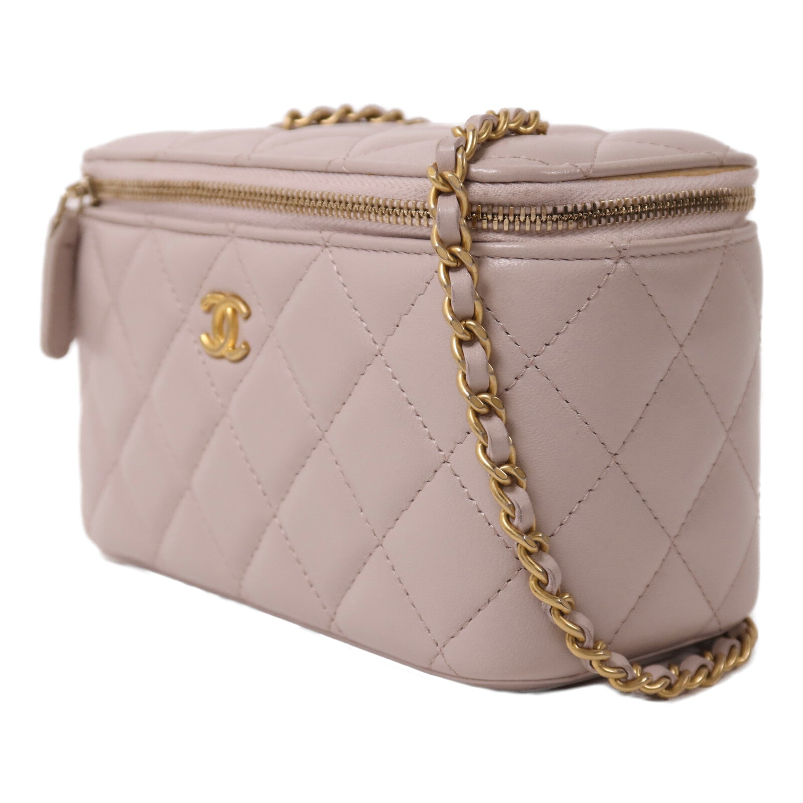 CHANEL 羊皮皮革Gold Ball Vanity Case金扣鏈帶肩背袋