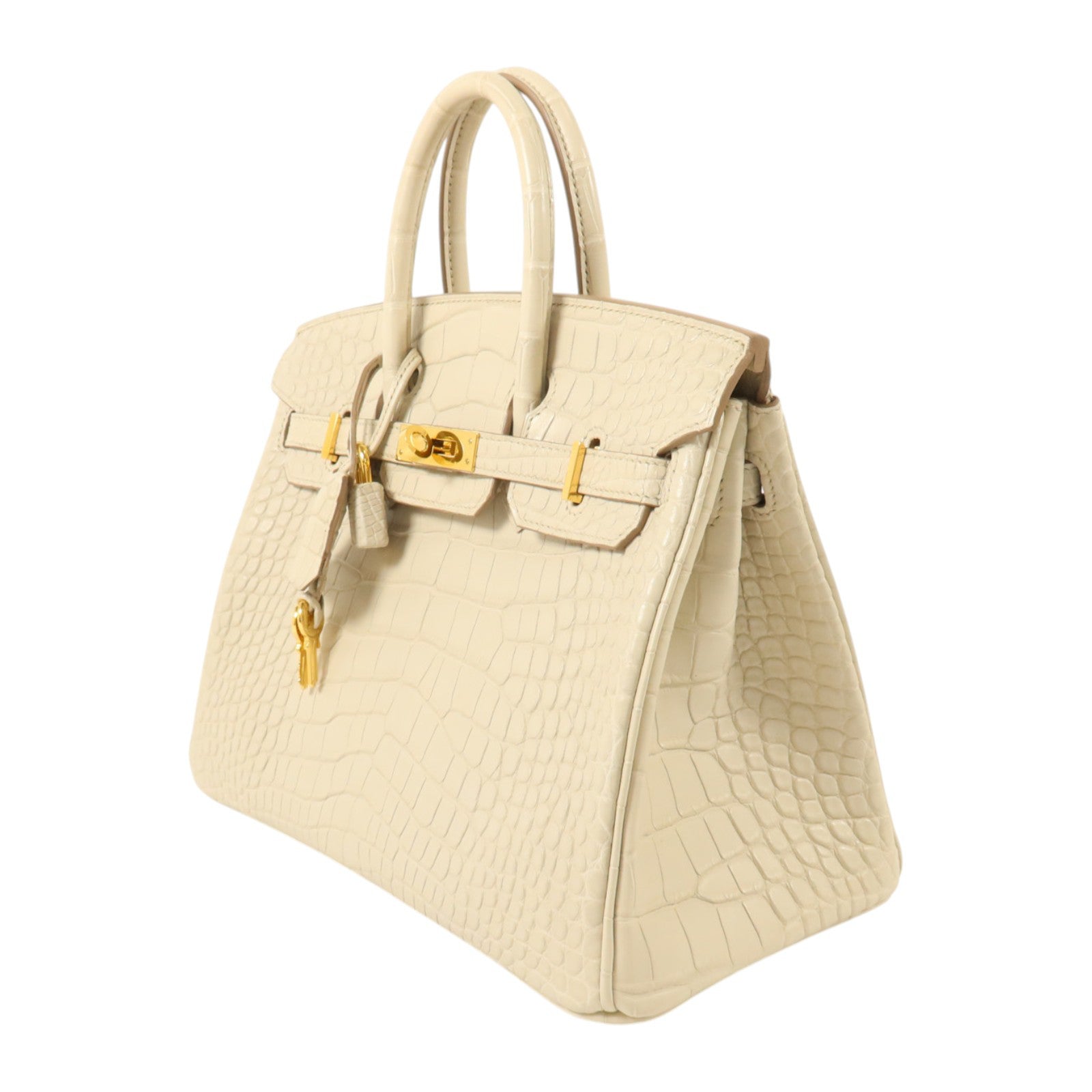HERMES Alligator Mat皮革Birkin 25金扣手挽袋Beton