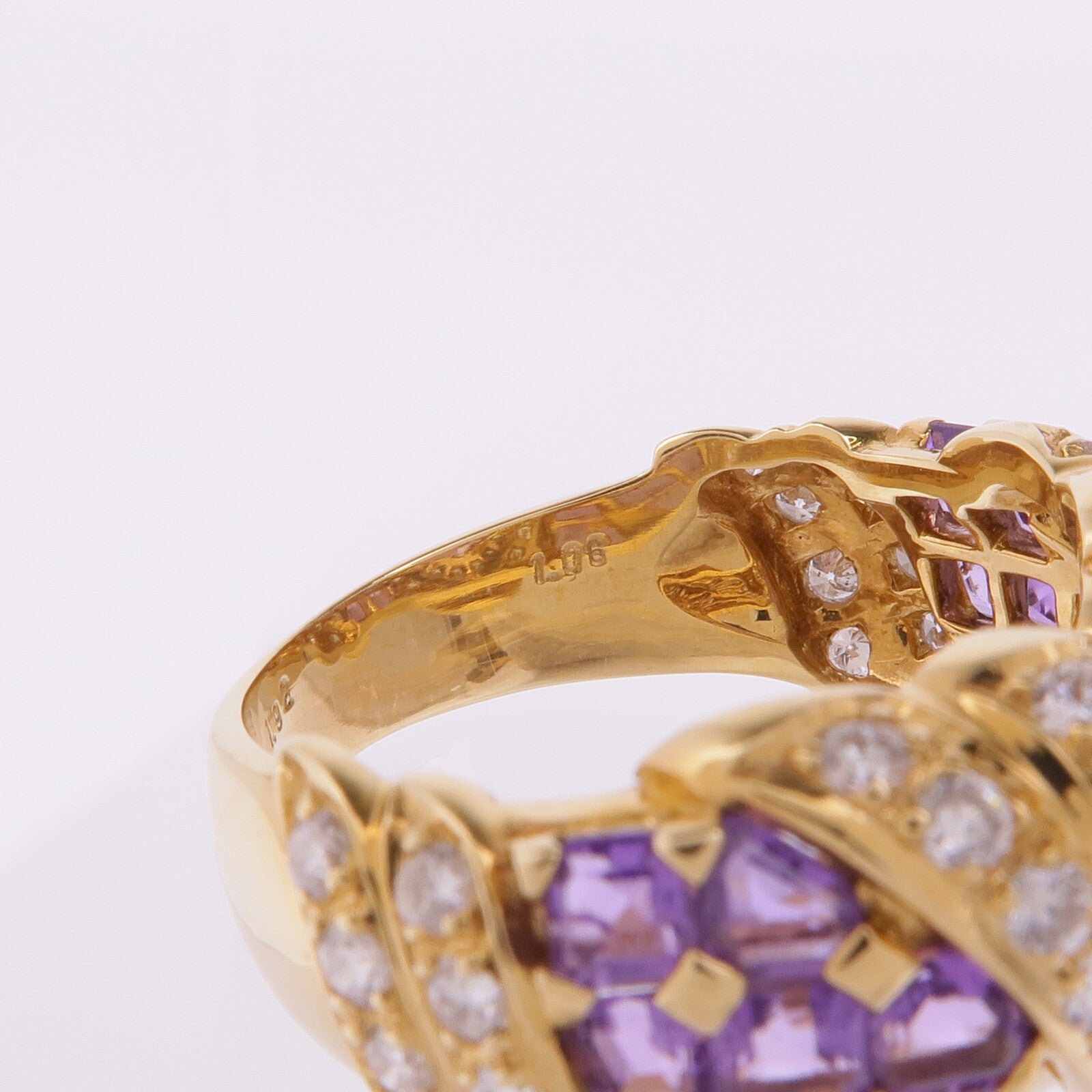 JEWELRY 18K黃金Amethyst Diamond Ring戒指US#8.25