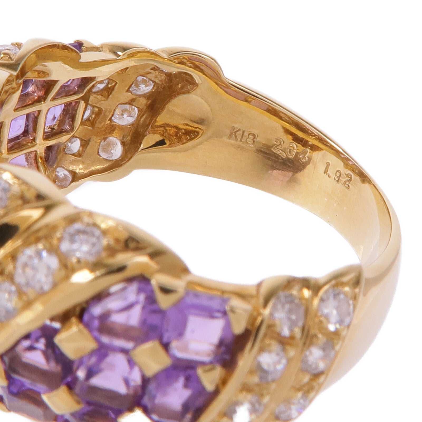 JEWELRY 18K黃金Amethyst Diamond Ring戒指US#8.25
