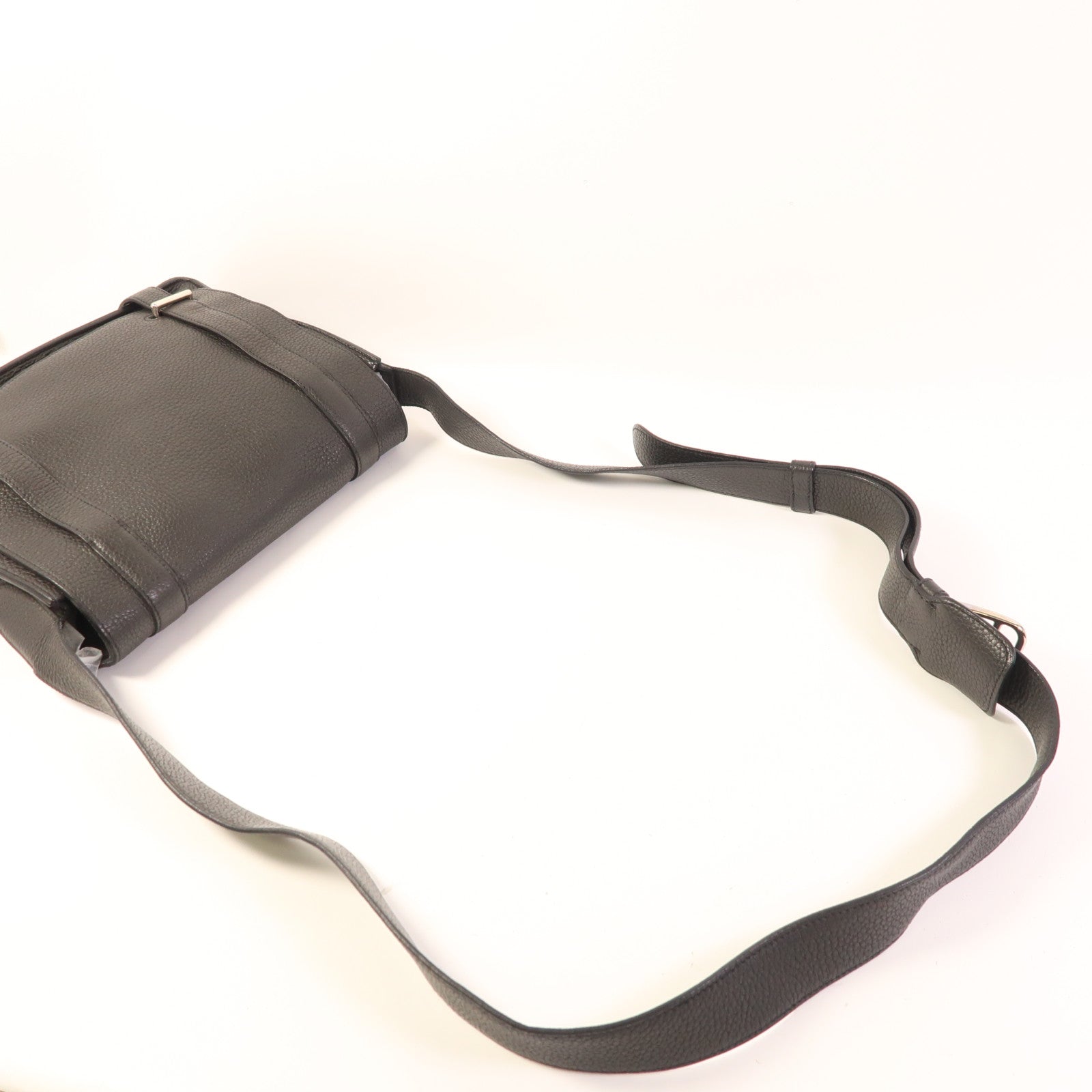 HERMES Clemence皮革Steve銀扣肩背袋Noir