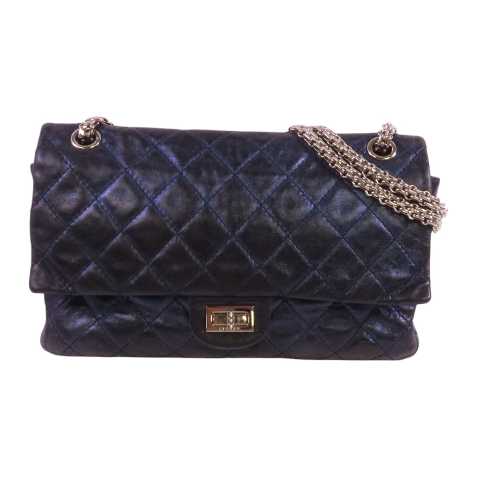 CHANEL 牛皮皮革2.55銀扣鏈帶肩背袋