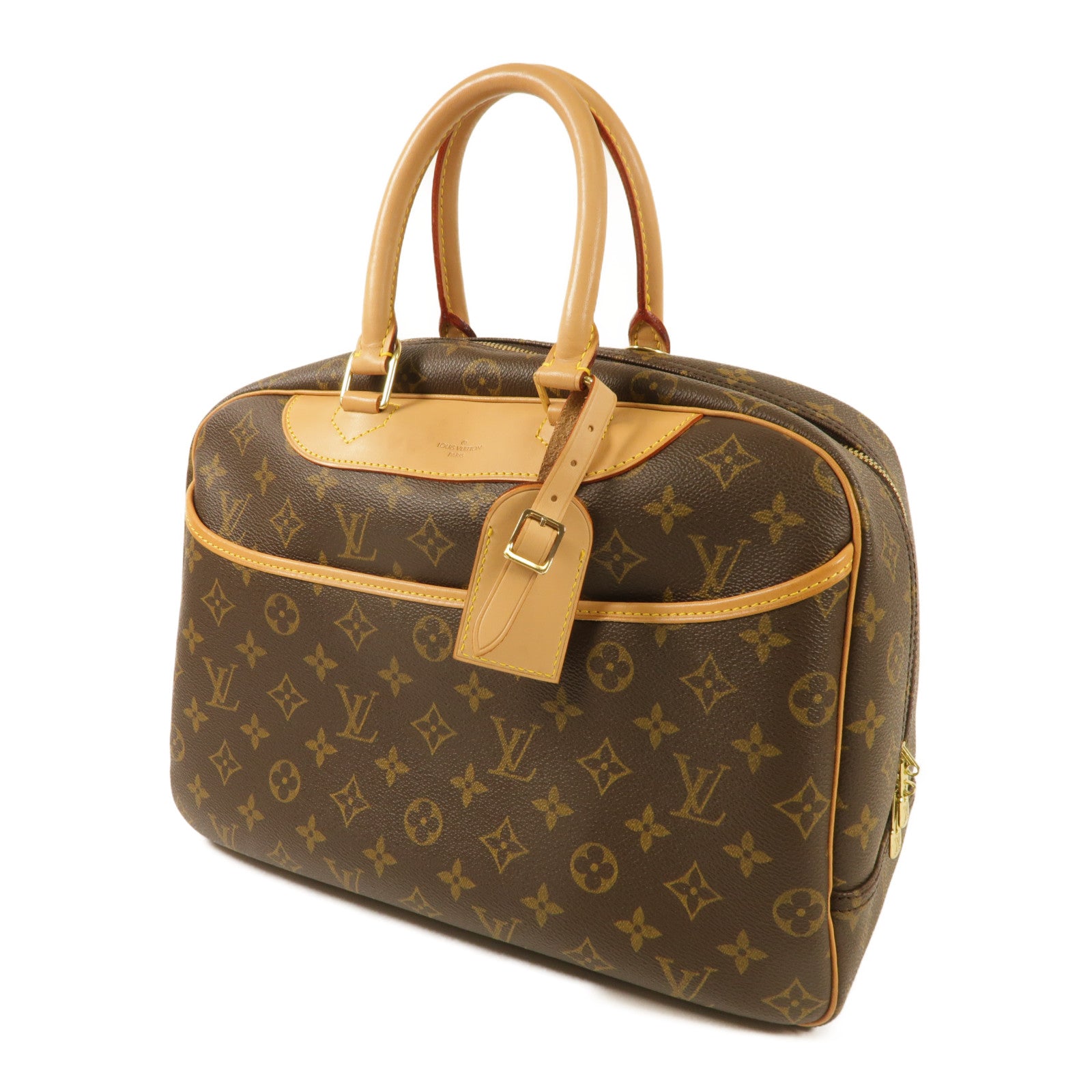 LOUIS VUITTON Monogram Deauville金扣手挽袋棕色