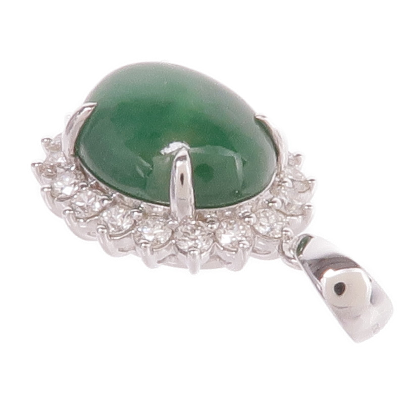 JEWELRY 18K白金Jade Diamond Pendant Top翡翠/鑽石吊墜