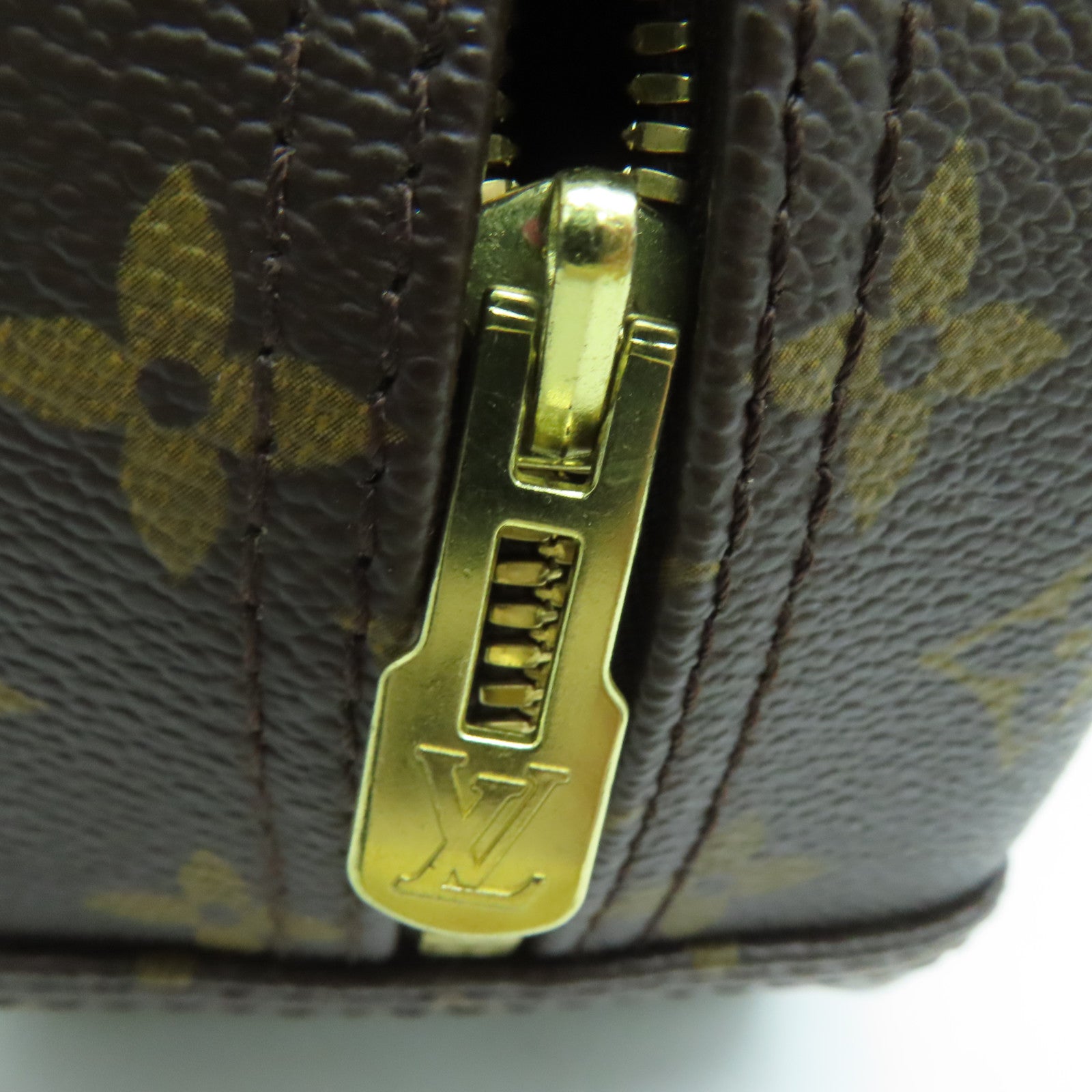 LOUIS VUITTON Monogram Trouville Hand Bag金扣手挽袋啡色