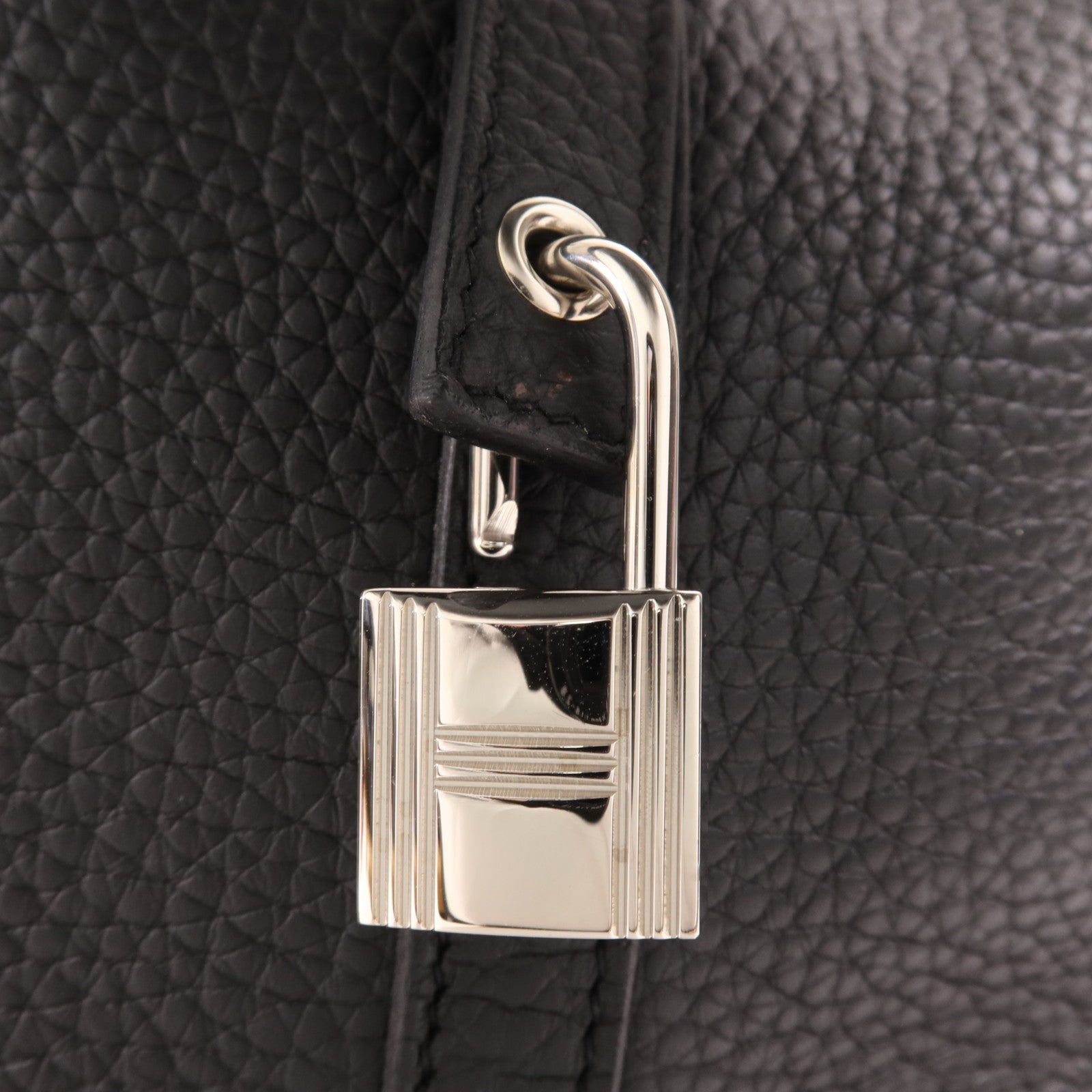 HERMES Clemence皮革Picotin MM銀扣手挽袋Noir