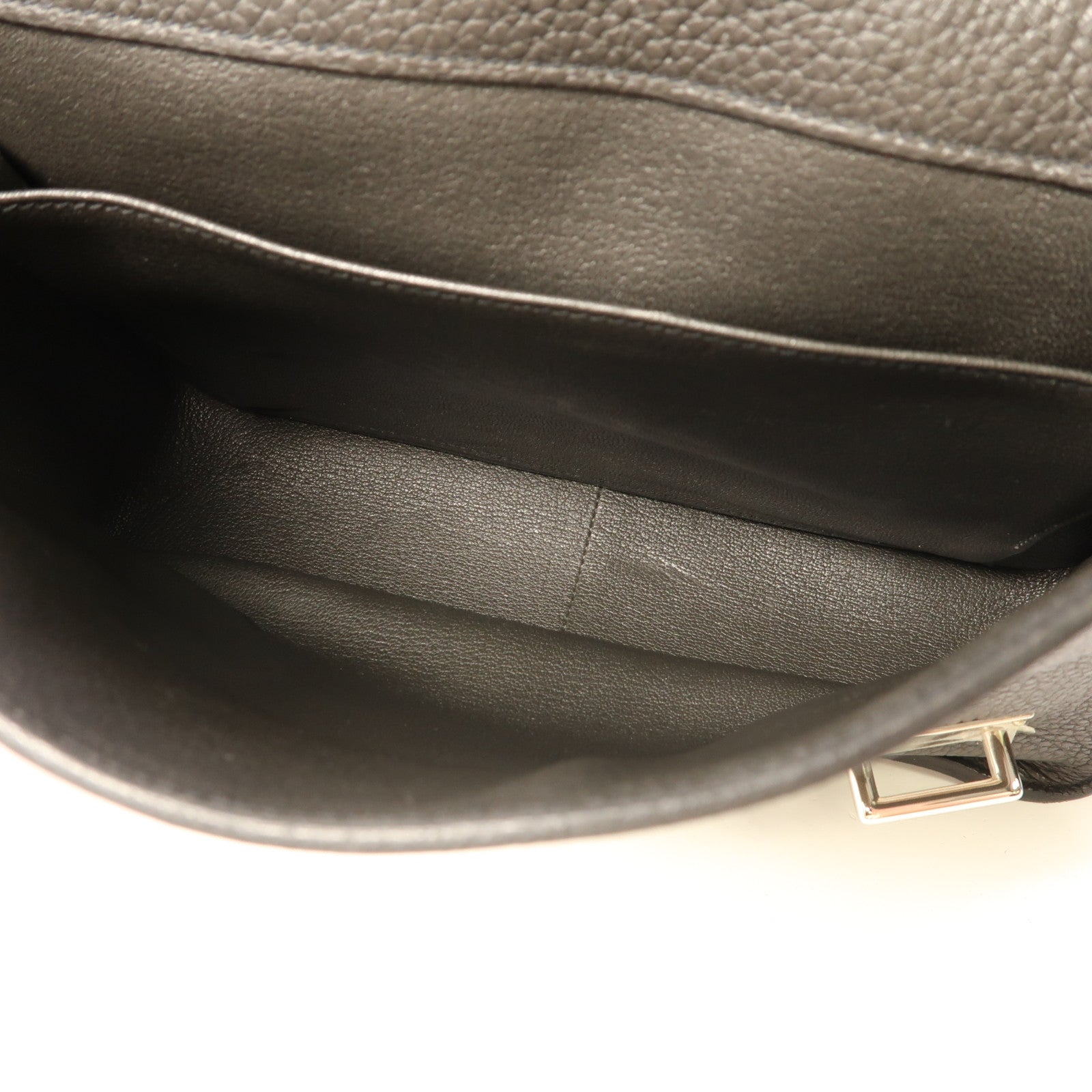 HERMES Clemence皮革Steve銀扣肩背袋Noir