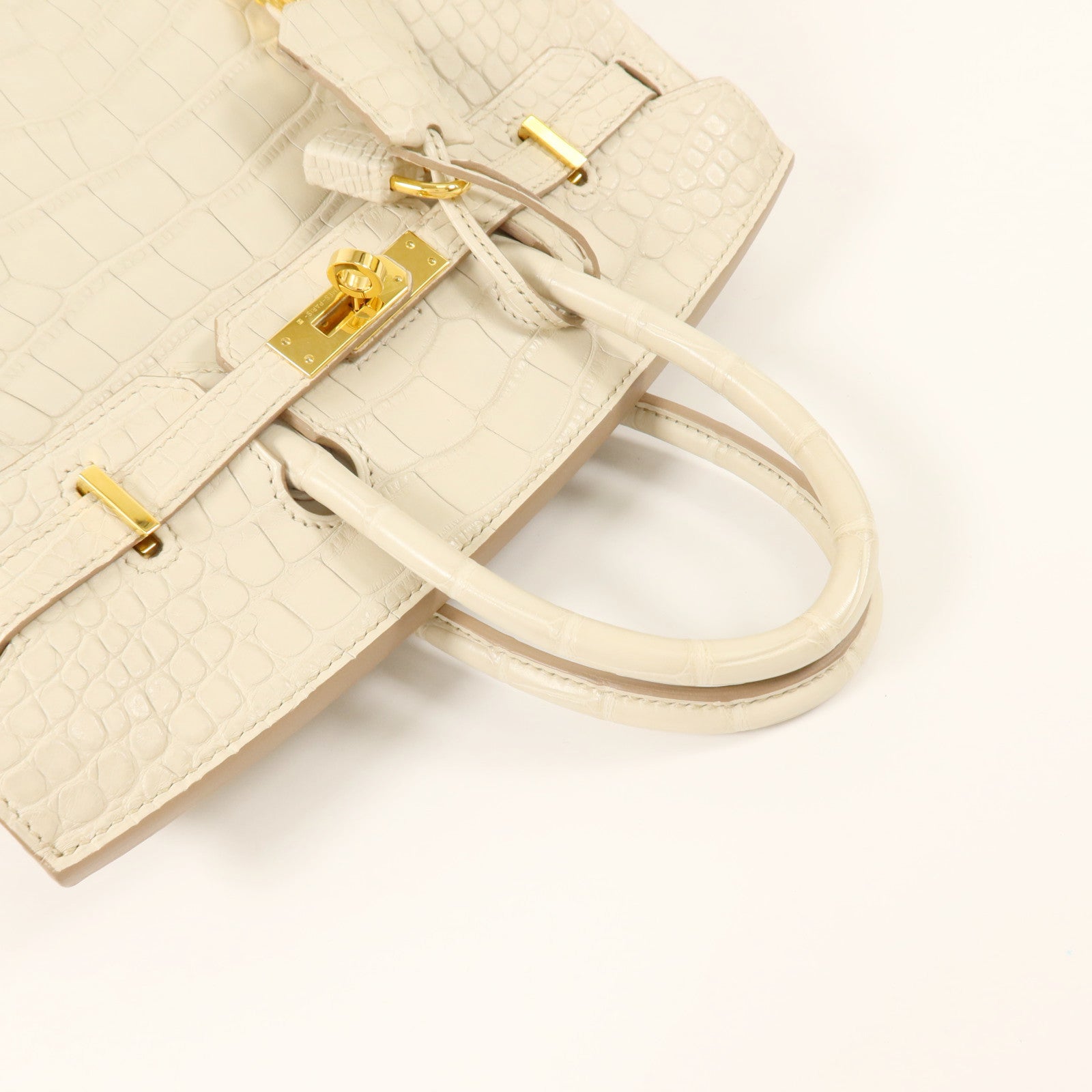 HERMES Alligator Mat皮革Birkin 25金扣手挽袋Beton