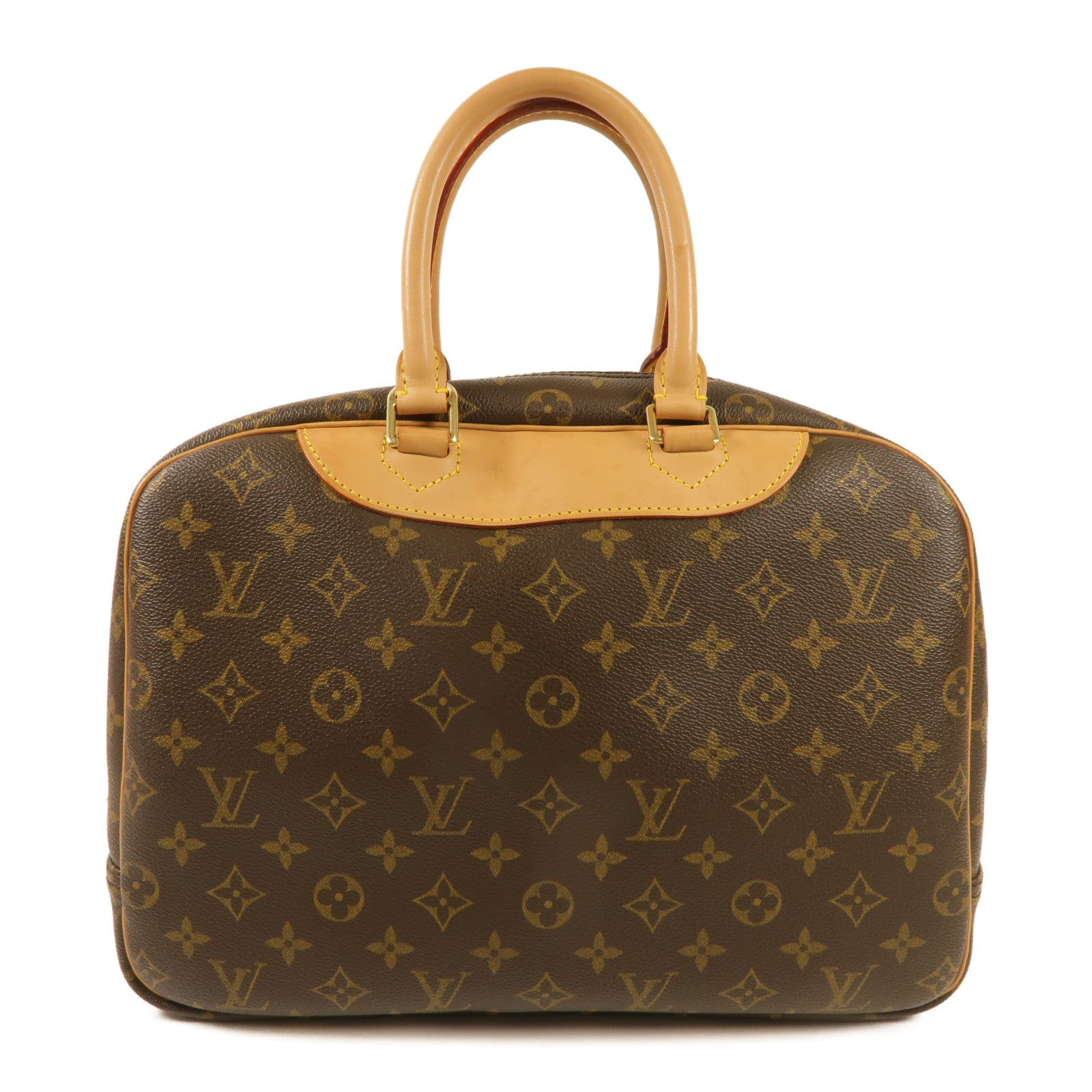 LOUIS VUITTON Monogram Deauville金扣手挽袋棕色