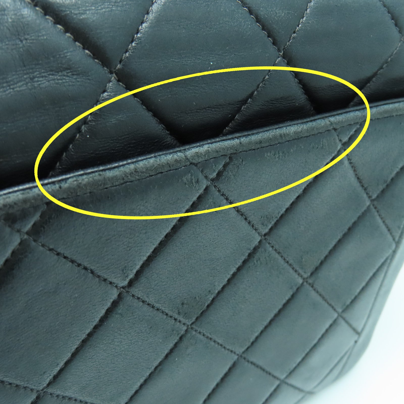 CHANEL 菱格羊皮皮革Chain Shoulder Bag金扣链带肩背袋黑色