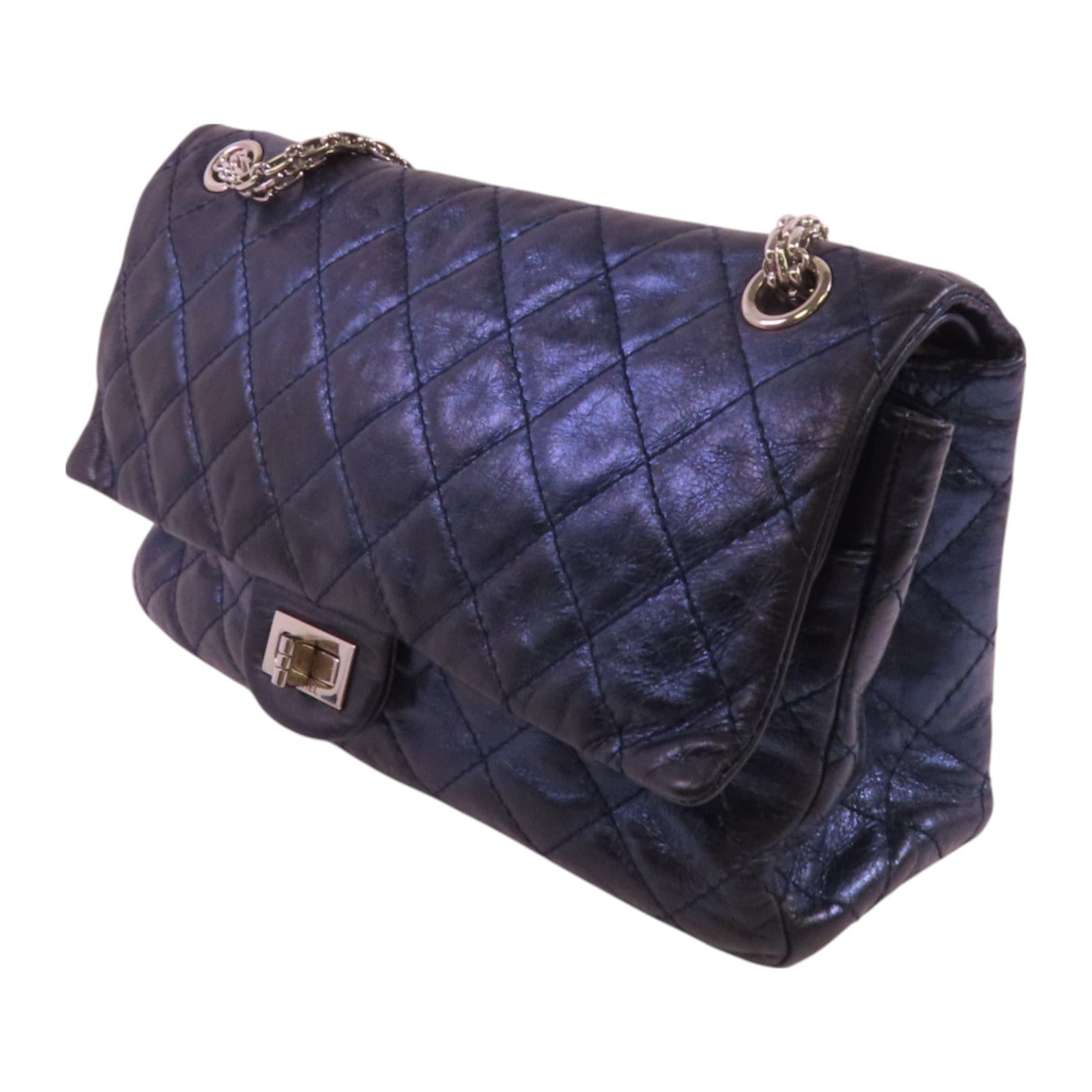 CHANEL 牛皮皮革2.55銀扣鏈帶肩背袋
