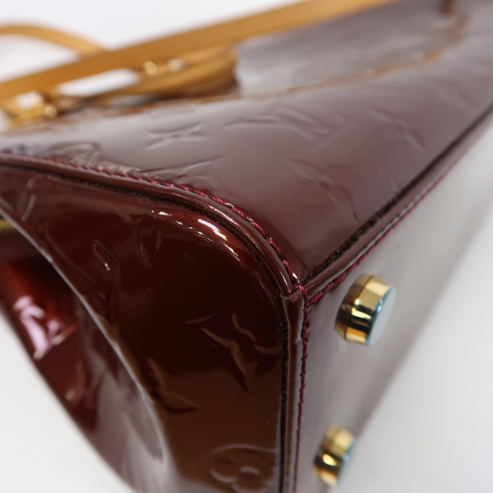 LOUIS VUITTON Monogram Vernis Brea MM金扣手挽肩背兩用袋酒紅色