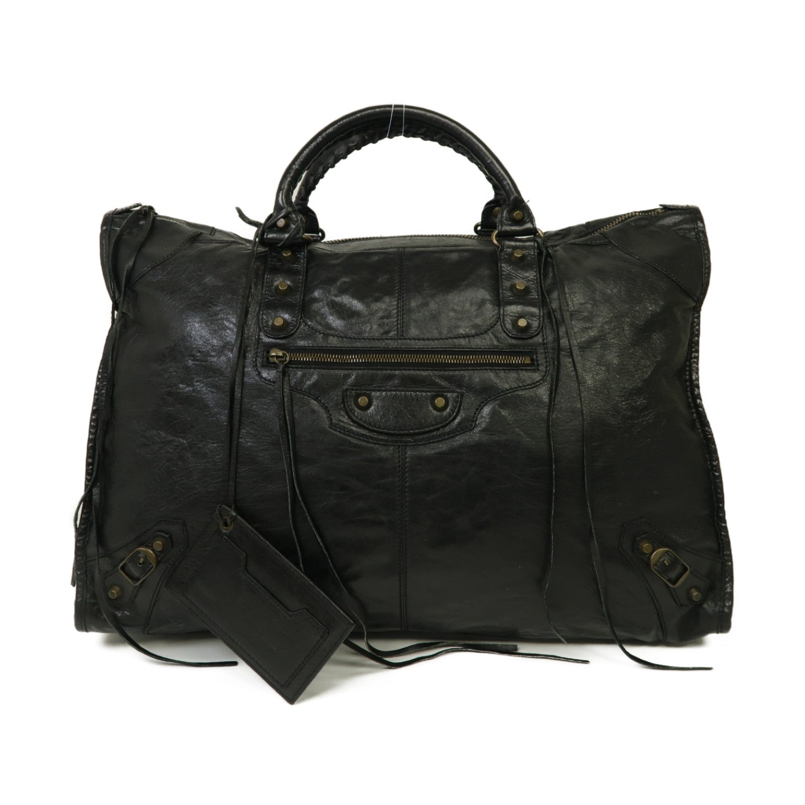 BALENCIAGA 牛皮皮革Weekender金扣肩背袋黒色