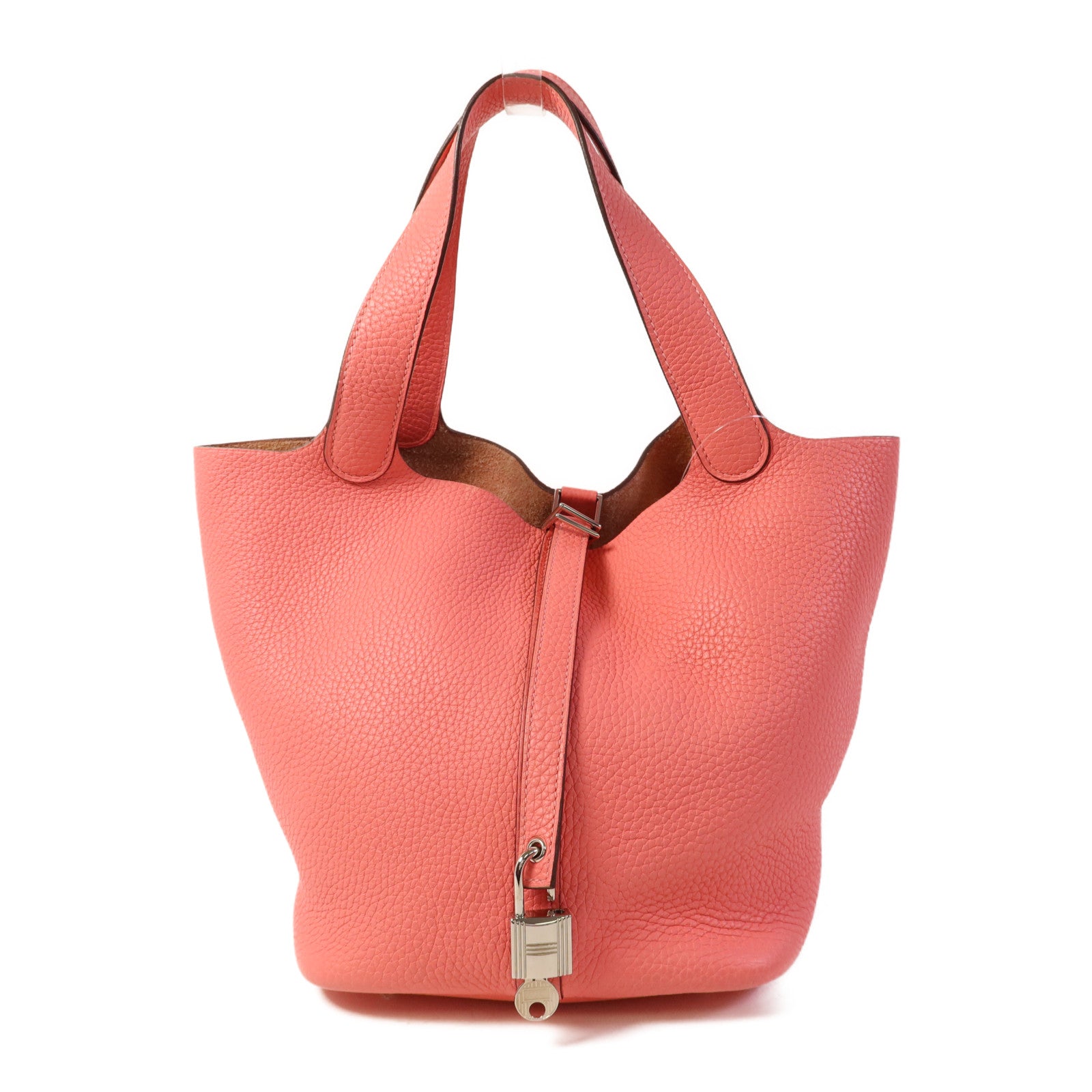 HERMES 【激減優惠】Clemence皮革Picotin MM銀扣手挽袋Rose Azalee