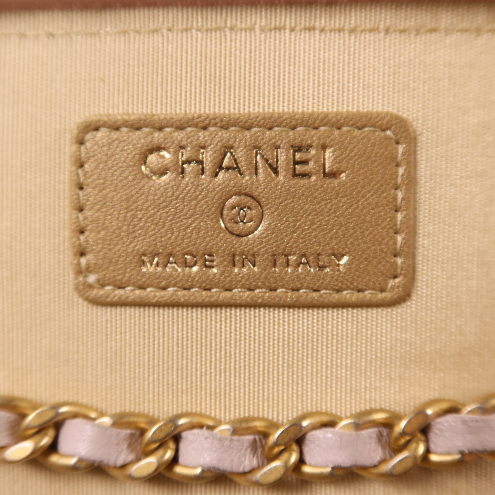 CHANEL 羊皮皮革Gold Ball Vanity Case金扣鏈帶肩背袋