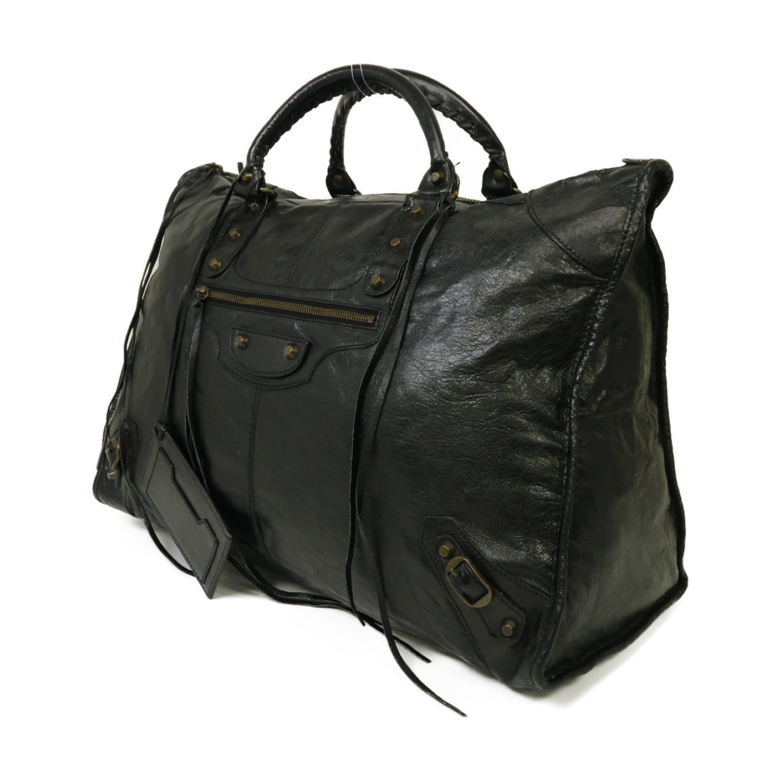 BALENCIAGA 牛皮皮革Weekender金扣肩背袋黒色
