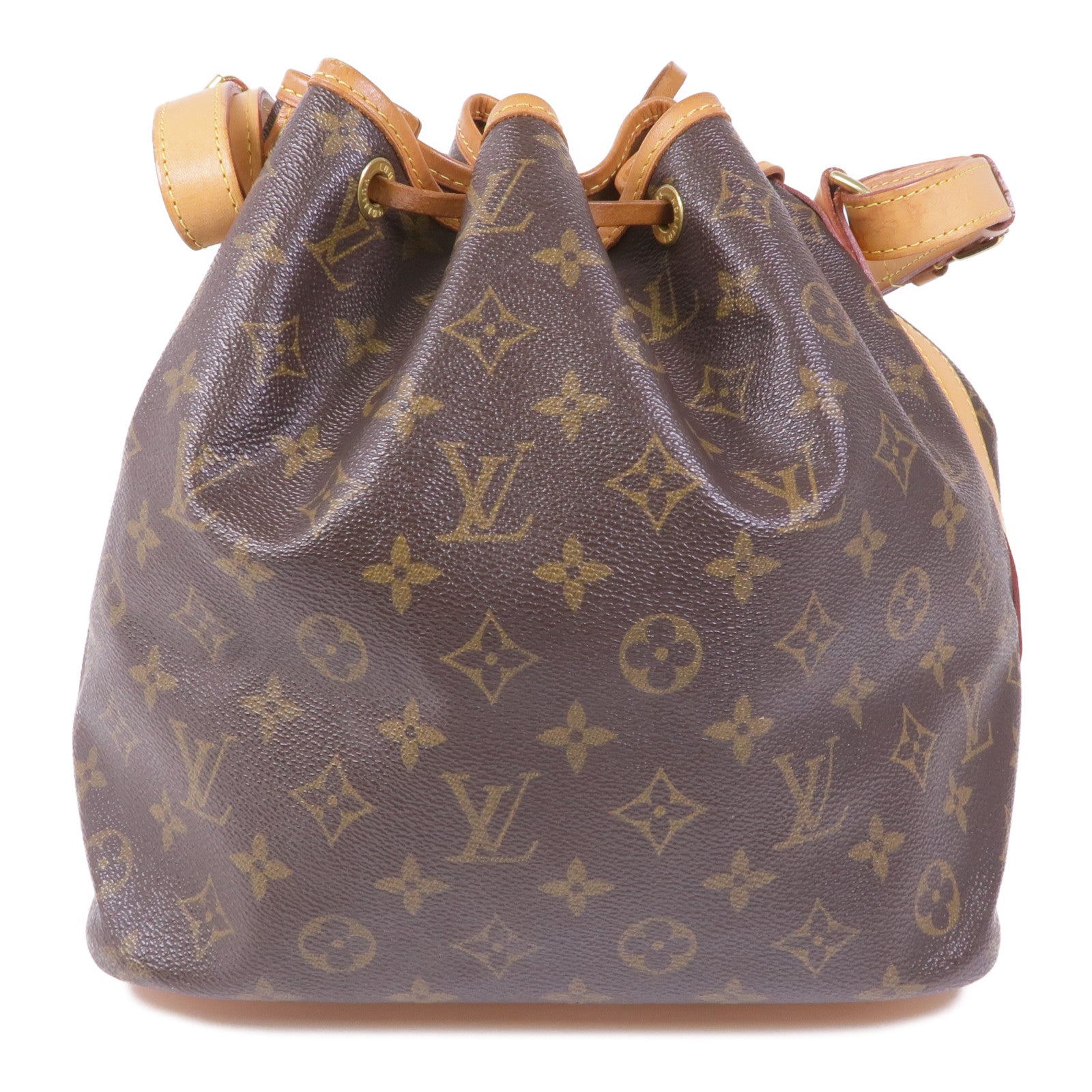 LOUIS VUITTON Monogram Petit Noe金扣肩背袋棕色
