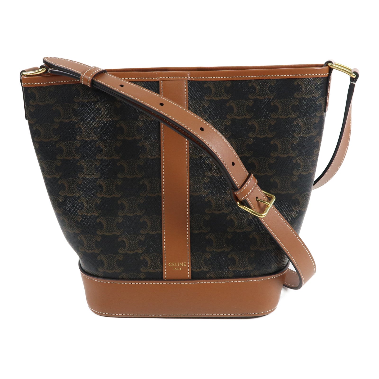 CELINE 塗層帆布Small Bucket金扣肩背袋