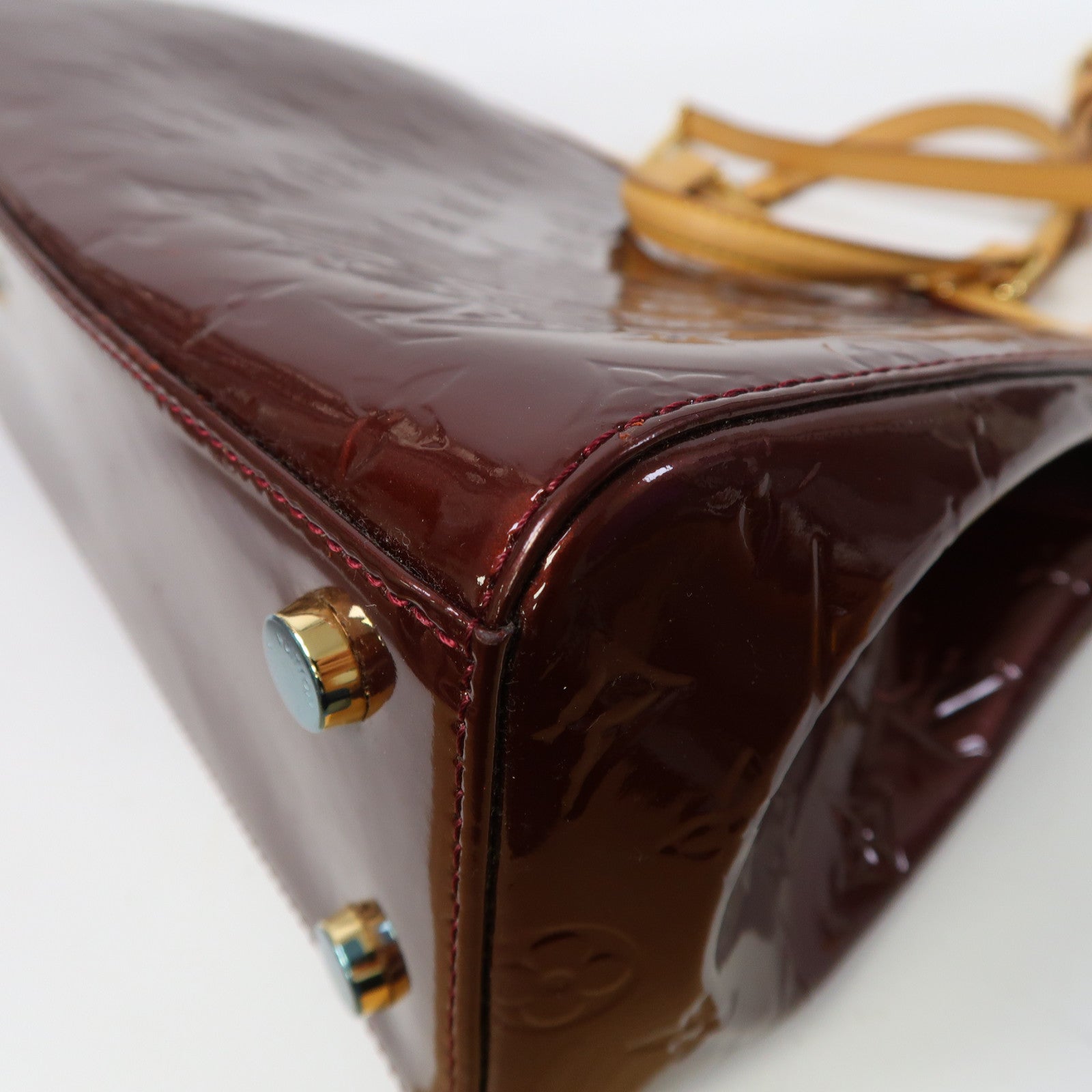 LOUIS VUITTON Monogram Vernis Brea MM金扣手挽肩背兩用袋酒紅色